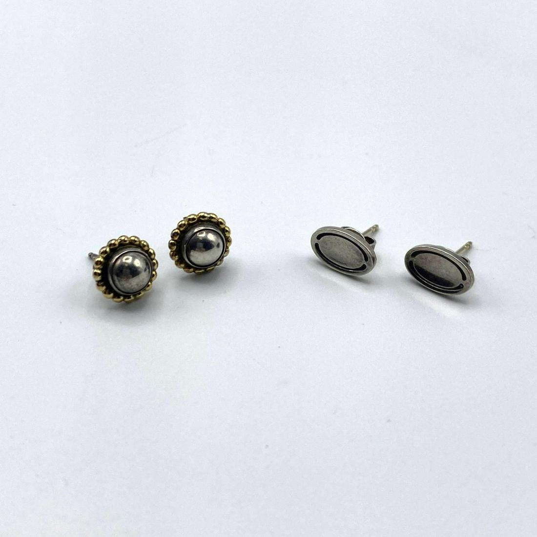 2pr GEORG JENSEN Sterling Earrings. Denmark. 1). #7 Ova (1 of 5)