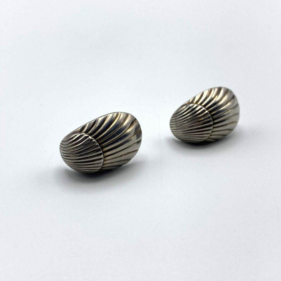 GEORG JENSEN #90 Sterling Silver Shell Form Earrings. S (1 of 4)