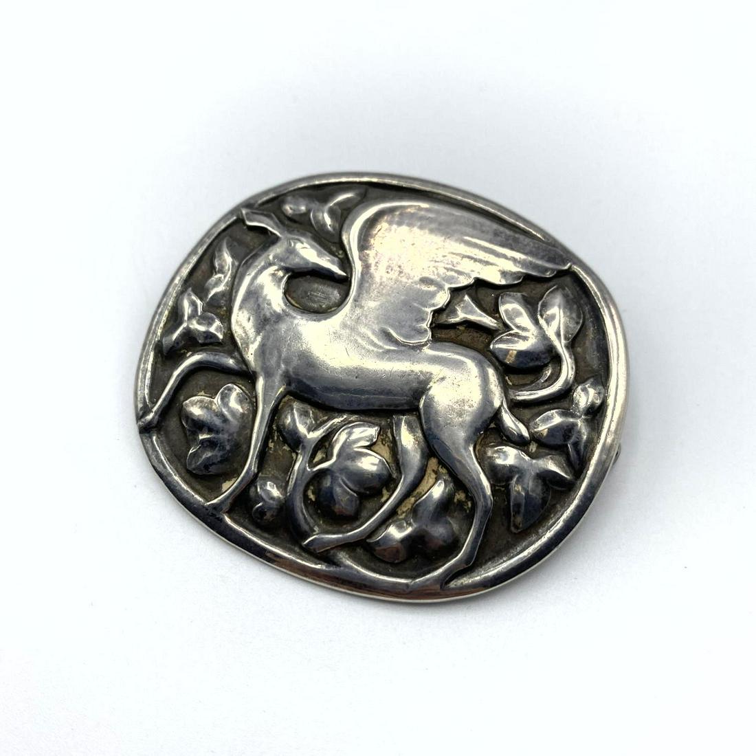 GEORG JENSEN #84 Sterling Silver Oval Brooch Pin. Pegas (1 of 7)