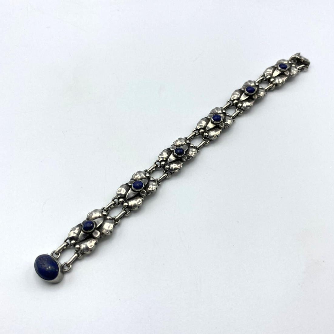 GEORG JENSEN #13 .830 Silver Link Bracelet. Floral link (1 of 6)