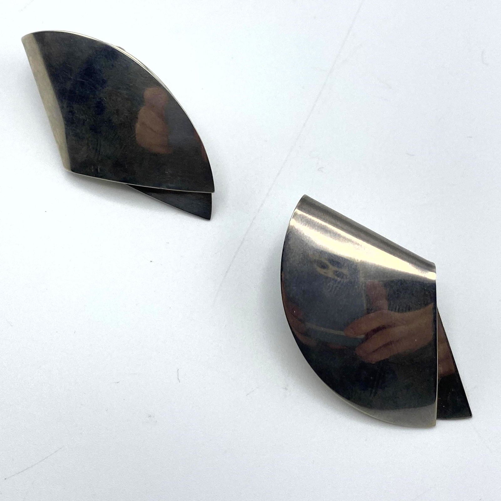 Pr GEORG JENSEN #200 Sterling Silver Earrings. Large fo (1 of 8)