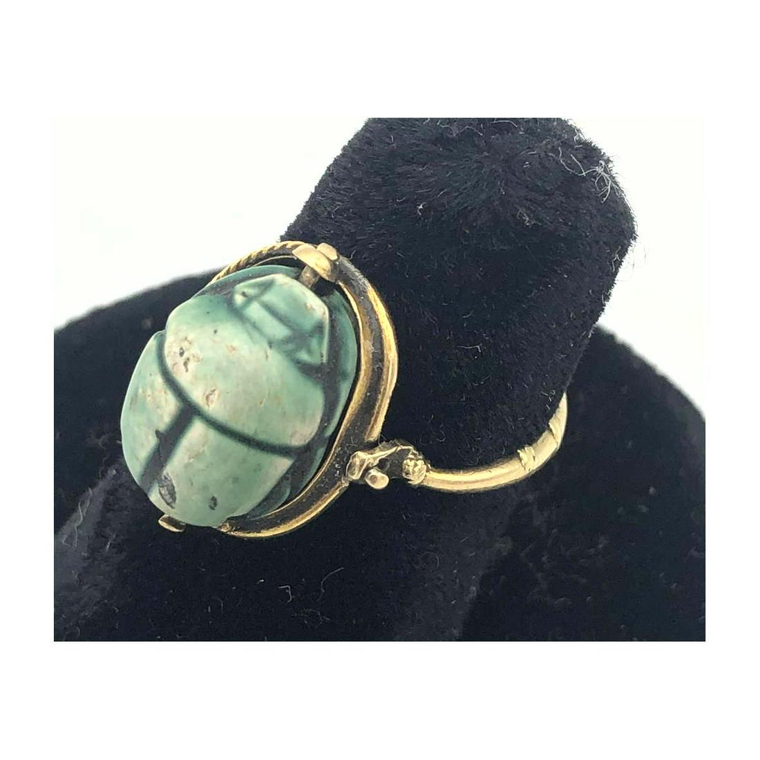 Antique Faience Scarab Gold Ladies Ring. Gold Ladies Sp (1 of 8)