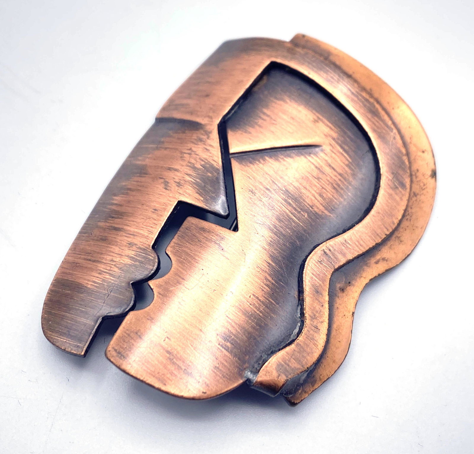 REBAJES Modernist Copper Face Mask Vintage Brooch. "The (1 of 6)