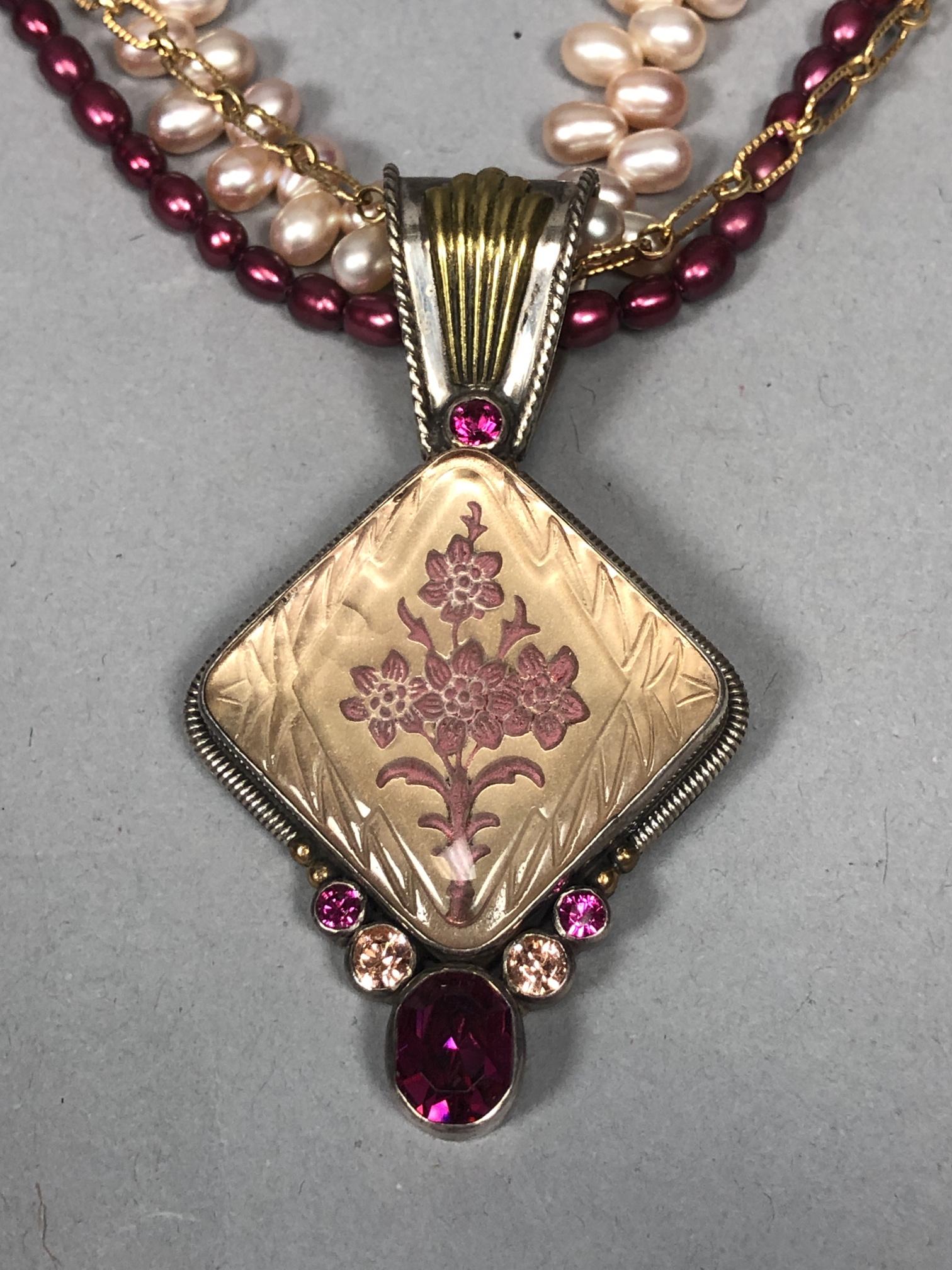 THE DREAMER Sterling Silver Pendant Pearl Necklace. Dia (1 of 6)