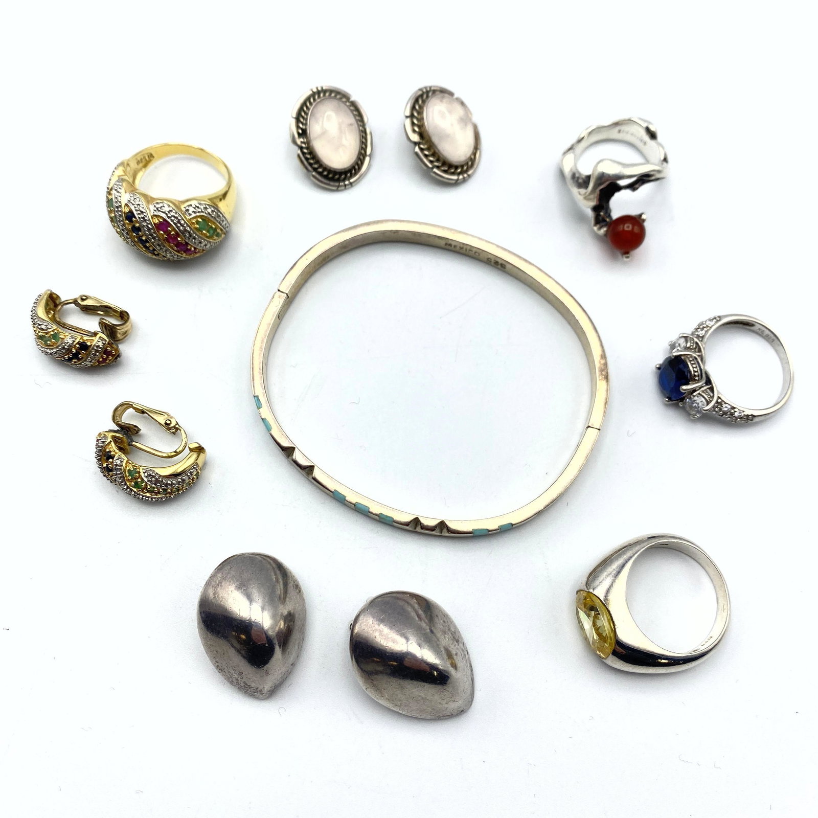 11pc Sterling Silver Jewelry Lot. 3 modernist rings. Ve (1 of 16)