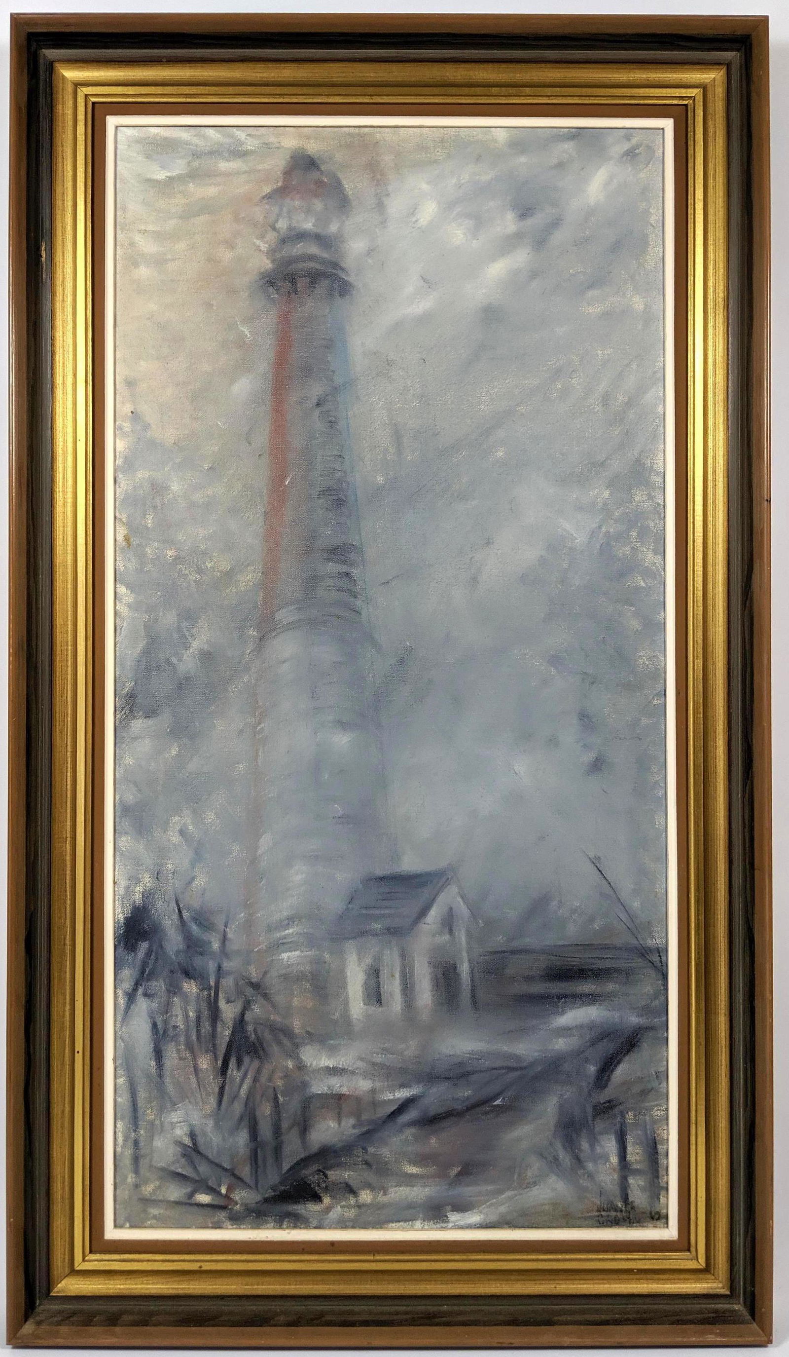 Lighthouse scene oil painting on canvas. Moody scene wi (1 of 8)