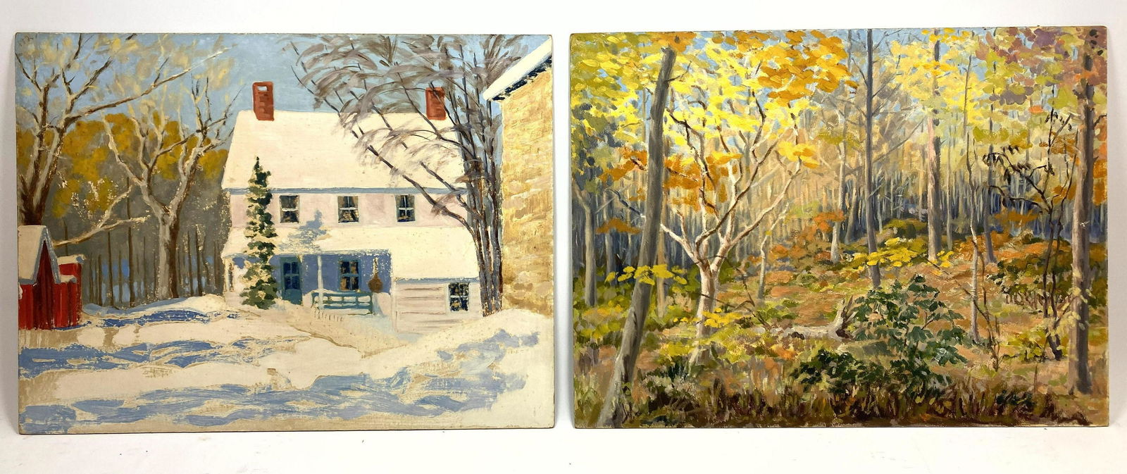 2pc Basil Martin (1903 - 1988)  Impressionist Landscape (1 of 10)