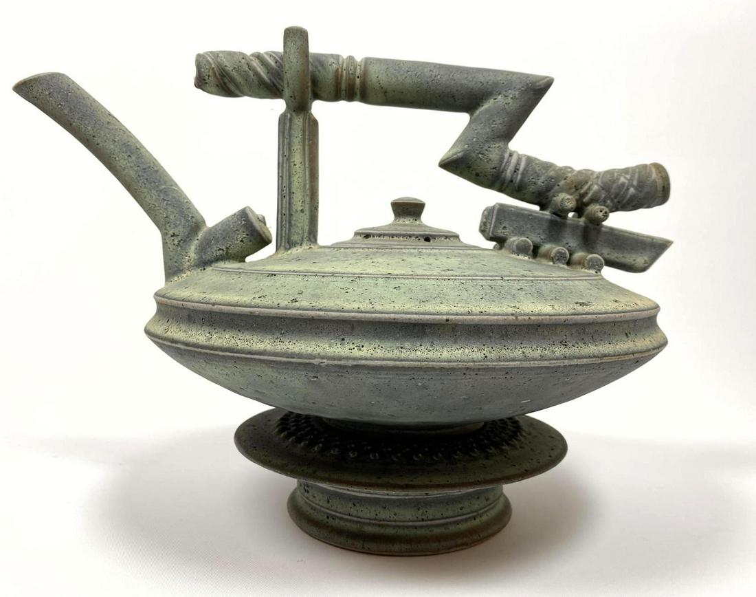 American studio artisan ceramic teapot and stand. Asian (1 of 12)