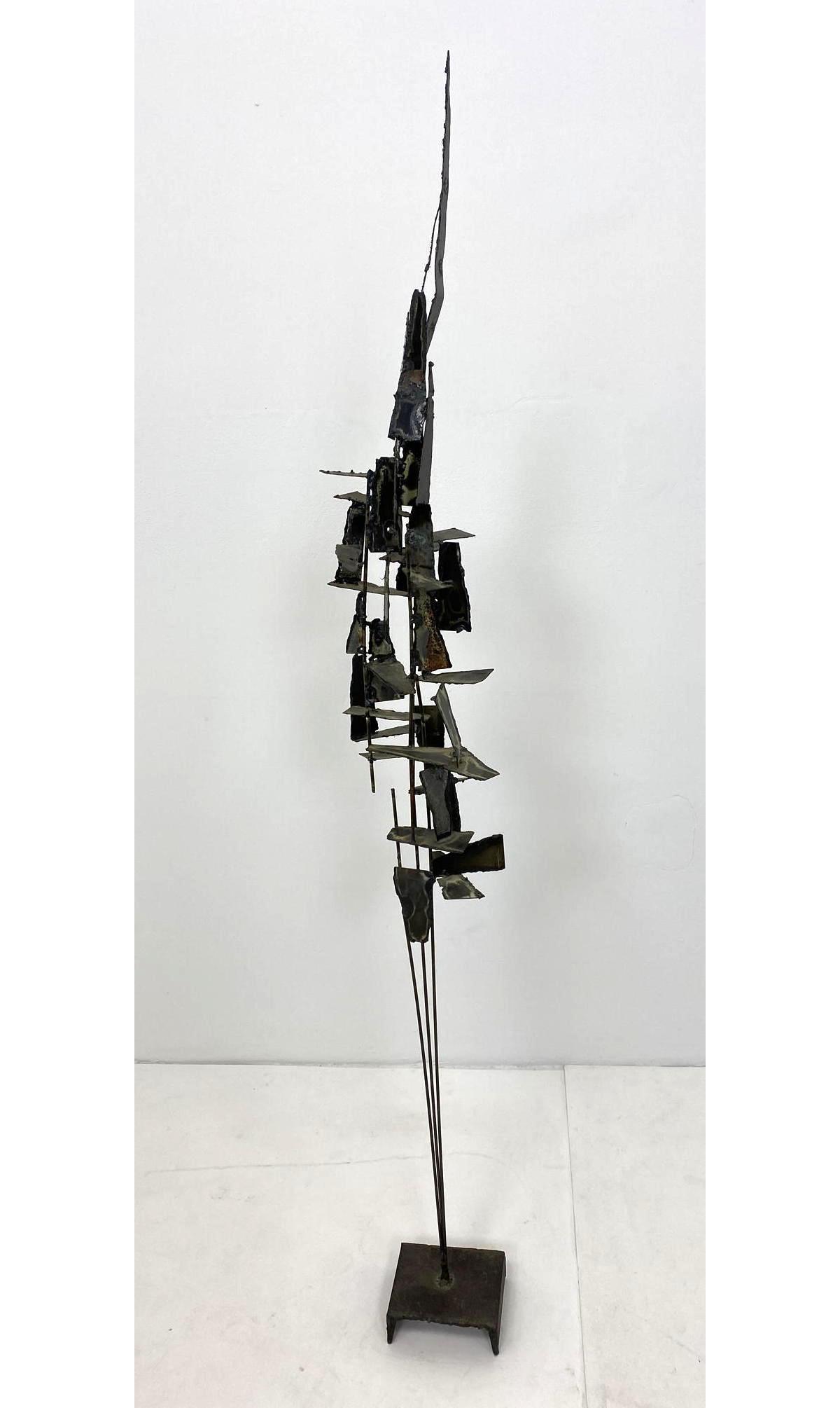 Tall brutalist welded metal floor sculpture. Modernist (1 of 13)