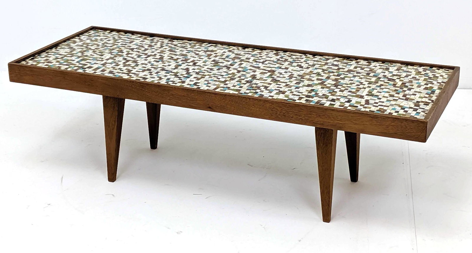 Modernist Mosaic Tile Top Walnut Coffee Table. Tapered (1 of 7)
