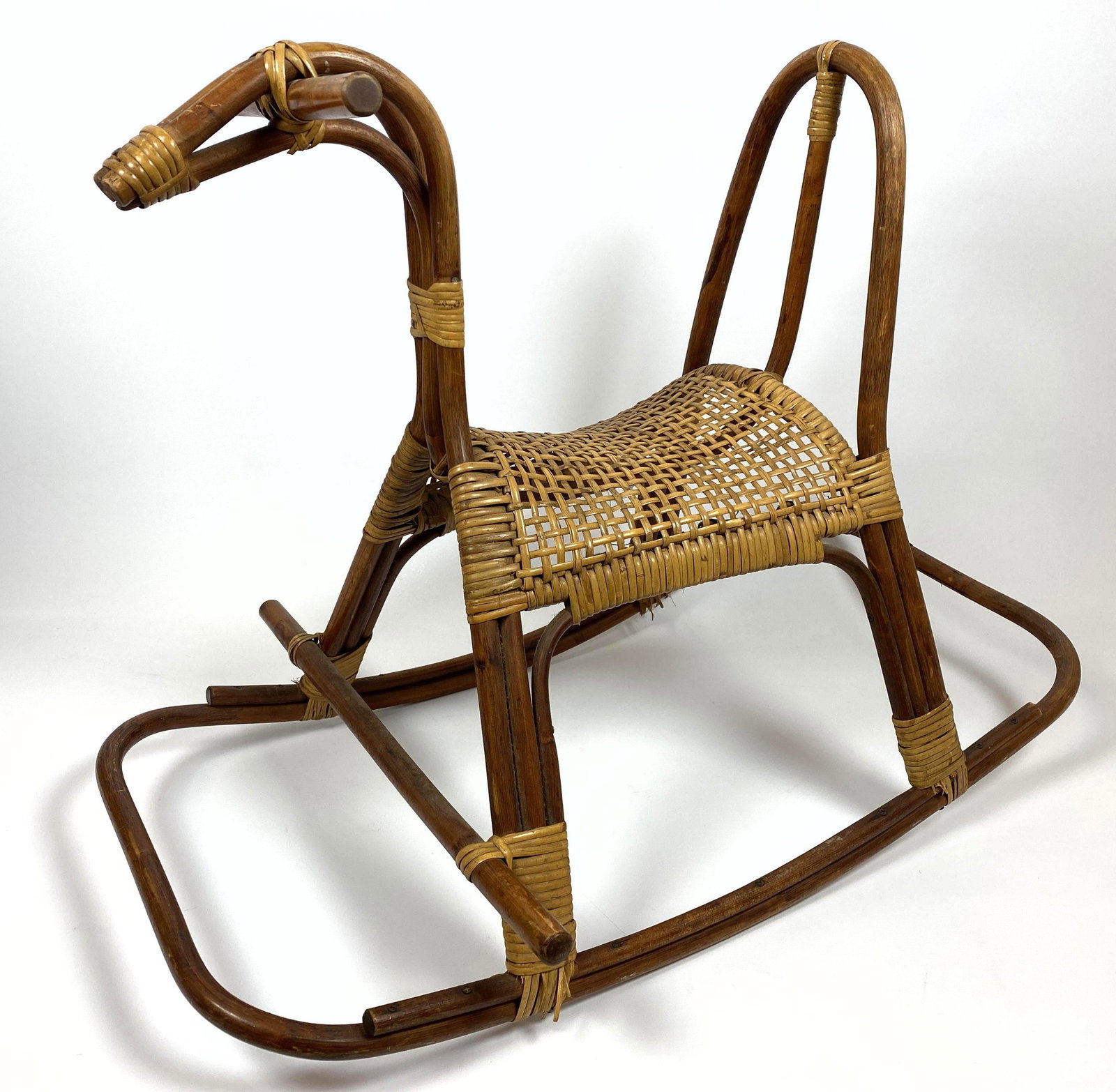 FRANCO ALBINI Woven Rattan Rocking Horse. Small Child's (1 of 15)