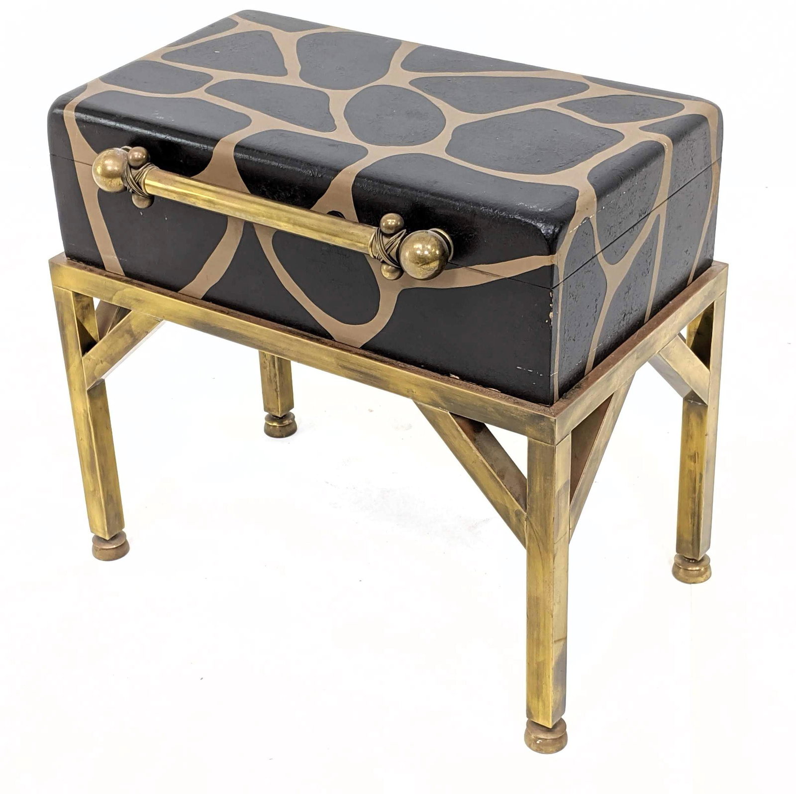 Giraffe Pattern Hinged Box on Brass Stand. Decorator ha (1 of 11)