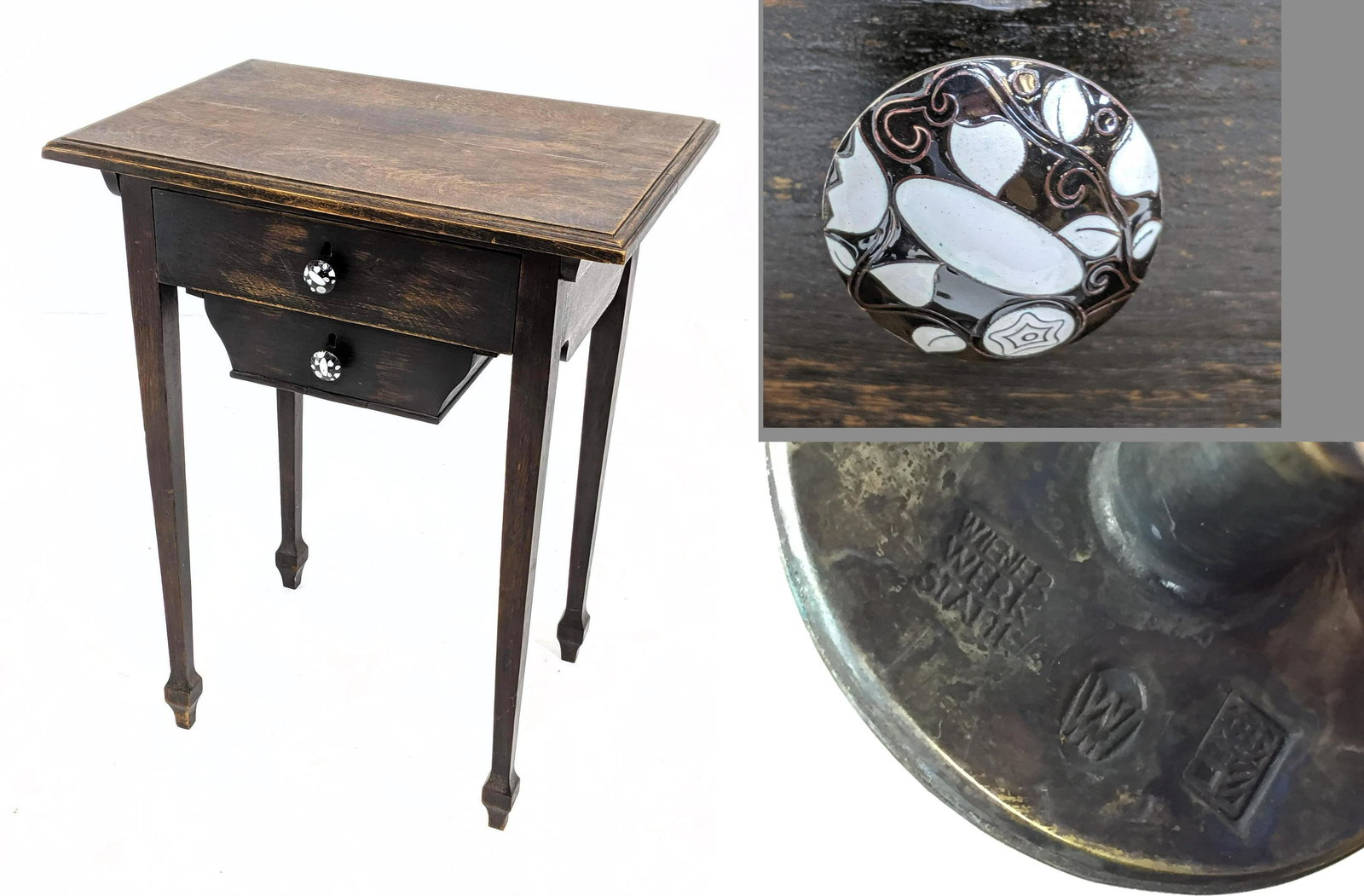 Antique Oak Cabinet with WIENER WERKSTATTE Enamel Pulls (1 of 11)