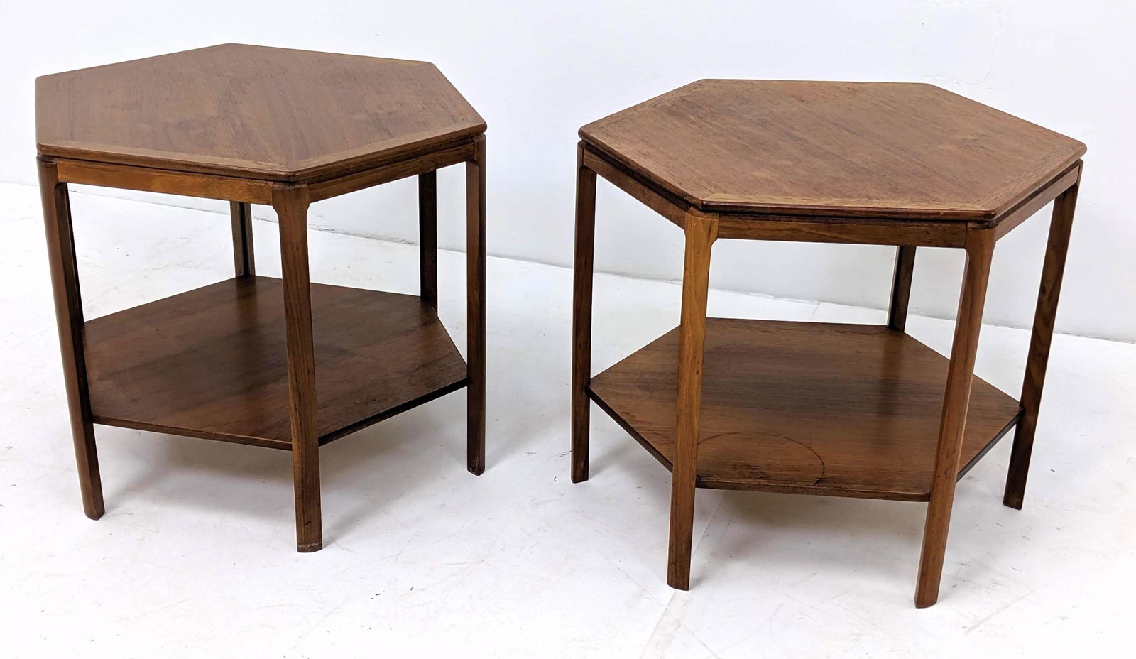 Pr DUX Teak Hexagonal Teak Side Tables. Five legs suppo (1 of 13)