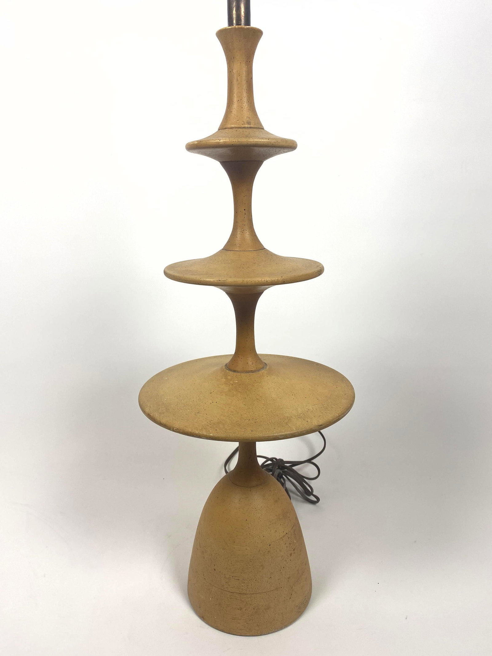 Modernist Giacometti Style Wood Table Lamp. Stepped org (1 of 10)