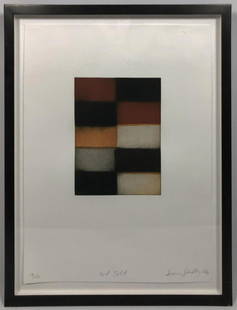 SEAN SCULLY Modernist Abstract Print. "Red Fold" Color: SEAN SCULLY Modernist Abstract Print. "Red Fold" Color Blocks. Signed 06 Edit 19/50. Burnet Editions embossed stamp. -- Dimensions: Image Size: H: 22.5 inches: W: 18 inches ---