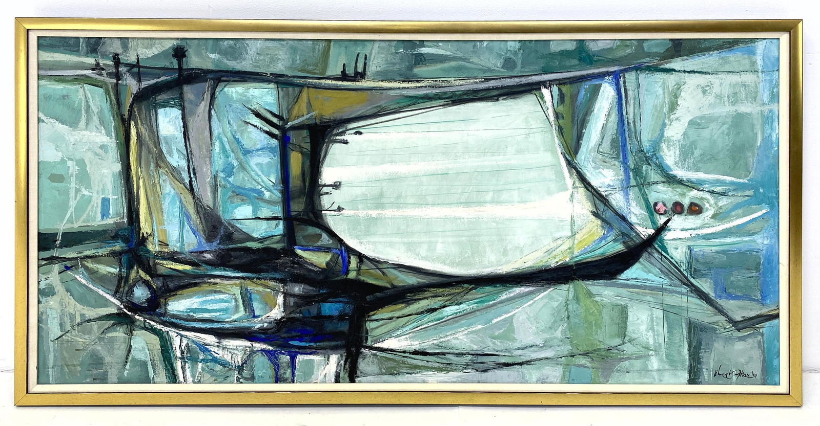 JOHN NARTKER Large Abstract Oil Painting on Canvas. Blu (1 of 12)