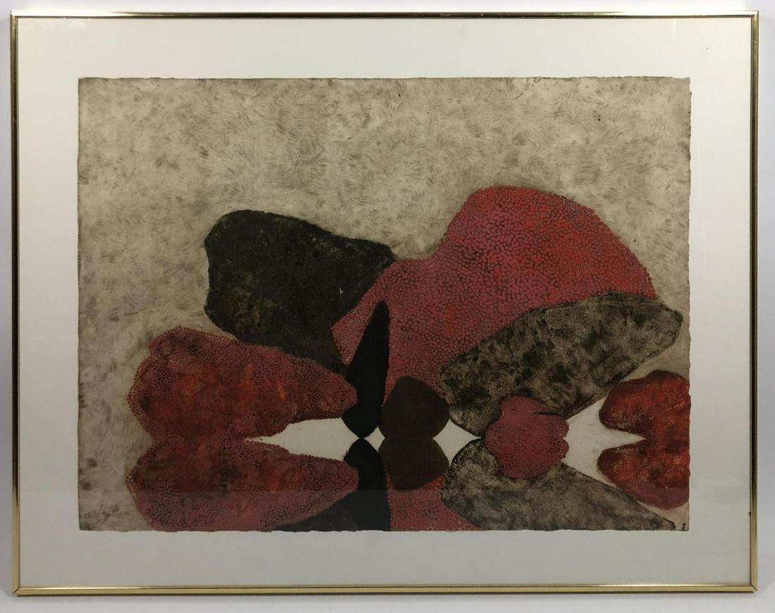 Y. BALLIF "Maen Ruz" Modernist Abstract Lithograph Prin (1 of 7)
