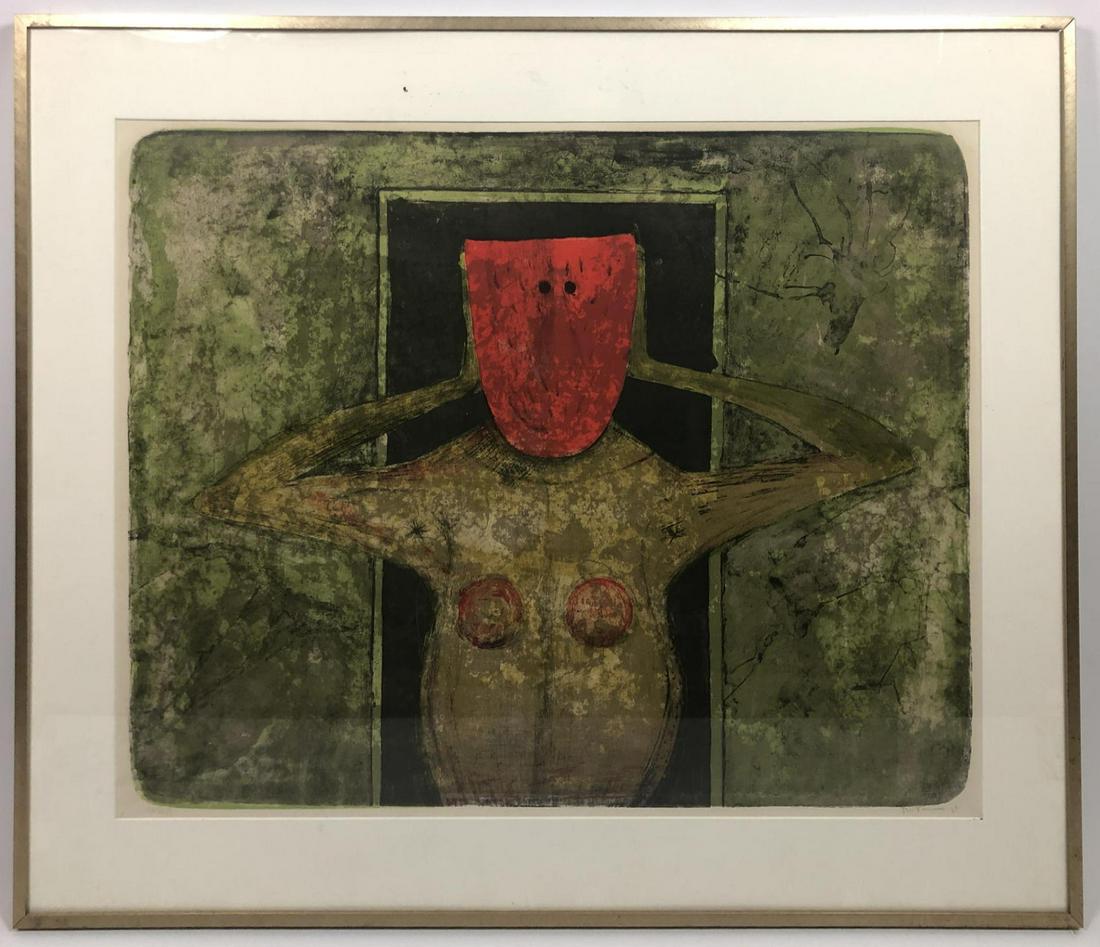 RUFINO TAMAYO Figural Modernist Abstract Print. Pencil (1 of 8)
