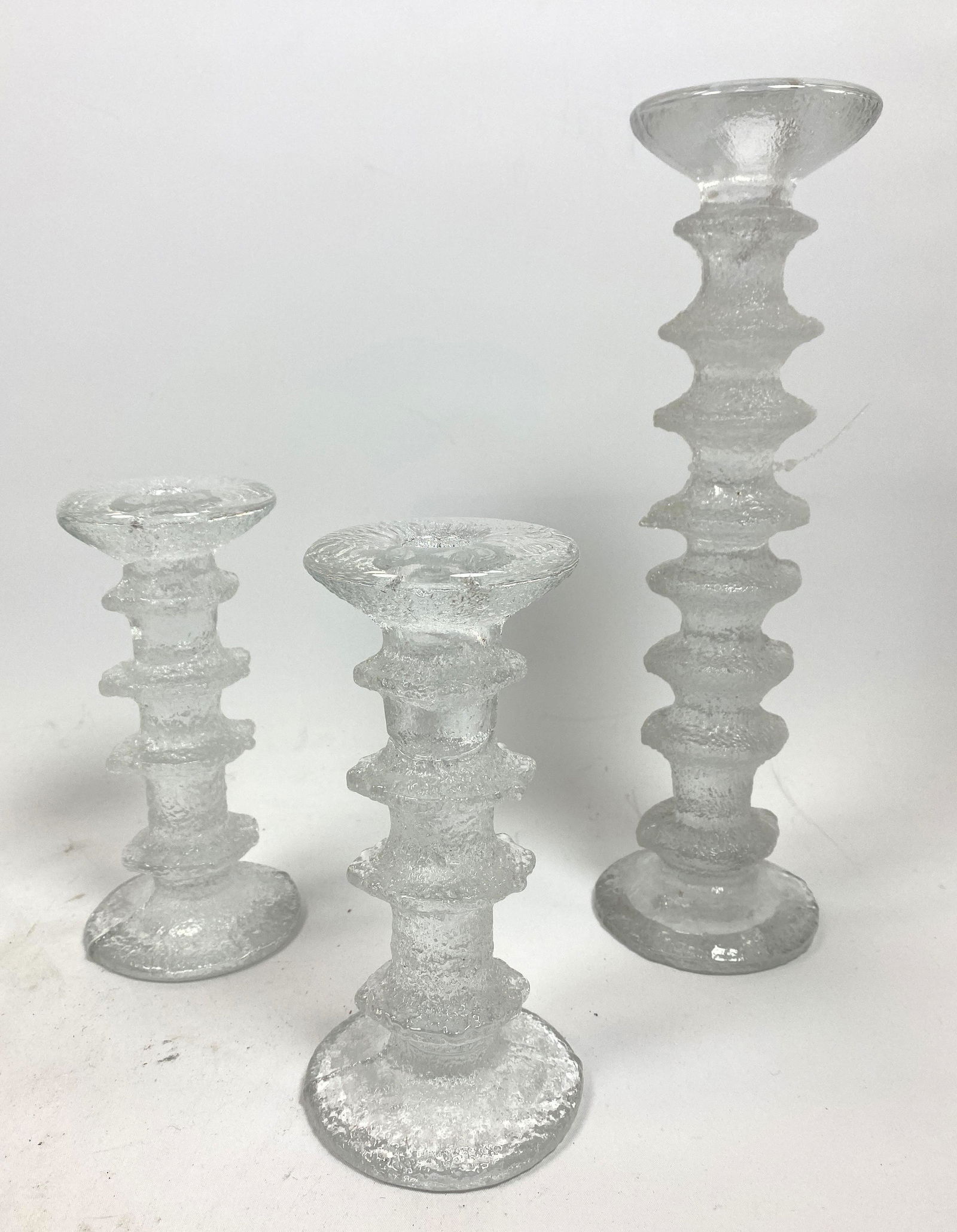 3 pc TIMO SARPANEVA for IITALLA Candlesticks.  Engraved (1 of 8)