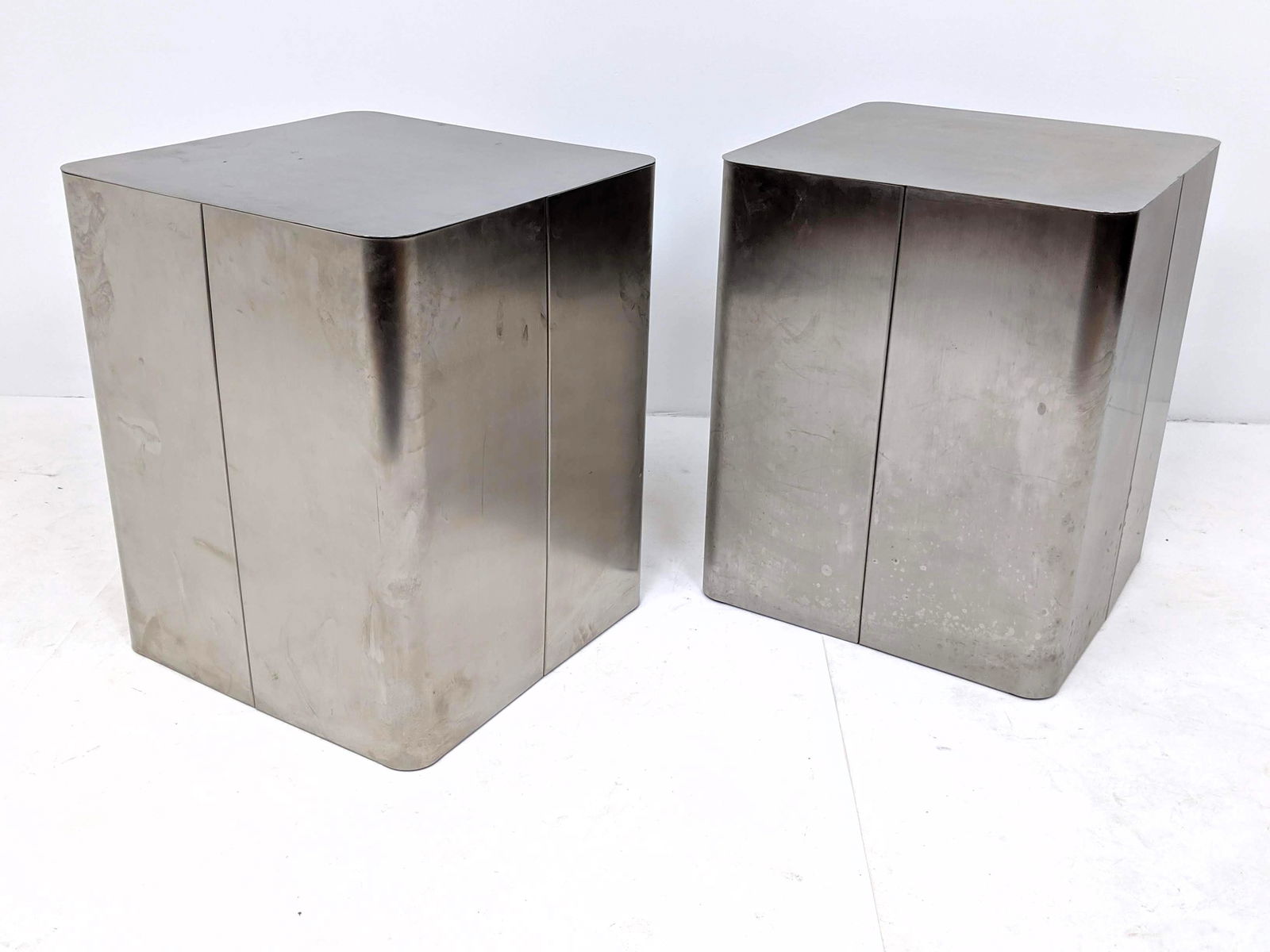 Stainless Steel Modernist Side Tables. Box cube form pe (1 of 7)