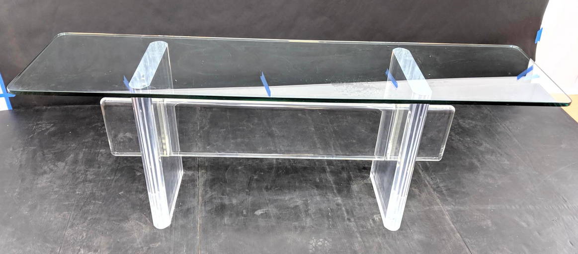 7' Long Glass & Lucite Hall Sofa Table. Thick glass top Dec 10, 2019