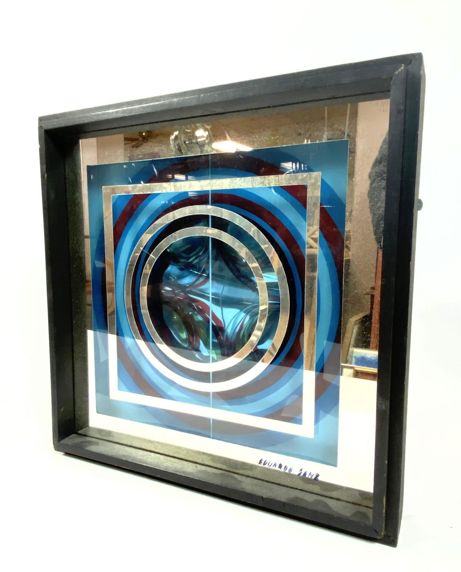 EDUARDO SANZ OP ART Shadow Box. Black Wood Box Frame wi (1 of 6)