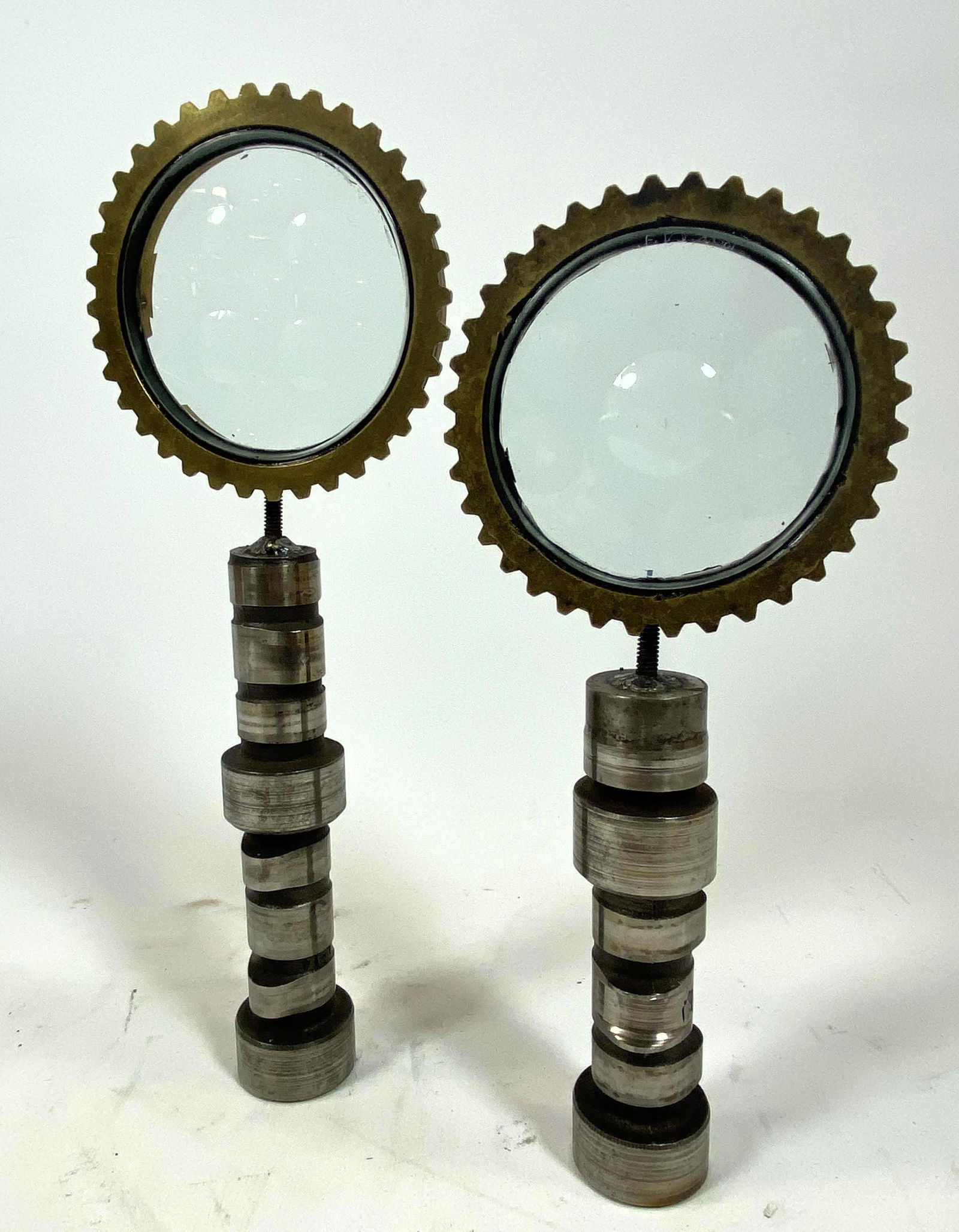 2pcs Industrial Magiscope Table Sculptures. Brass frame (1 of 7)