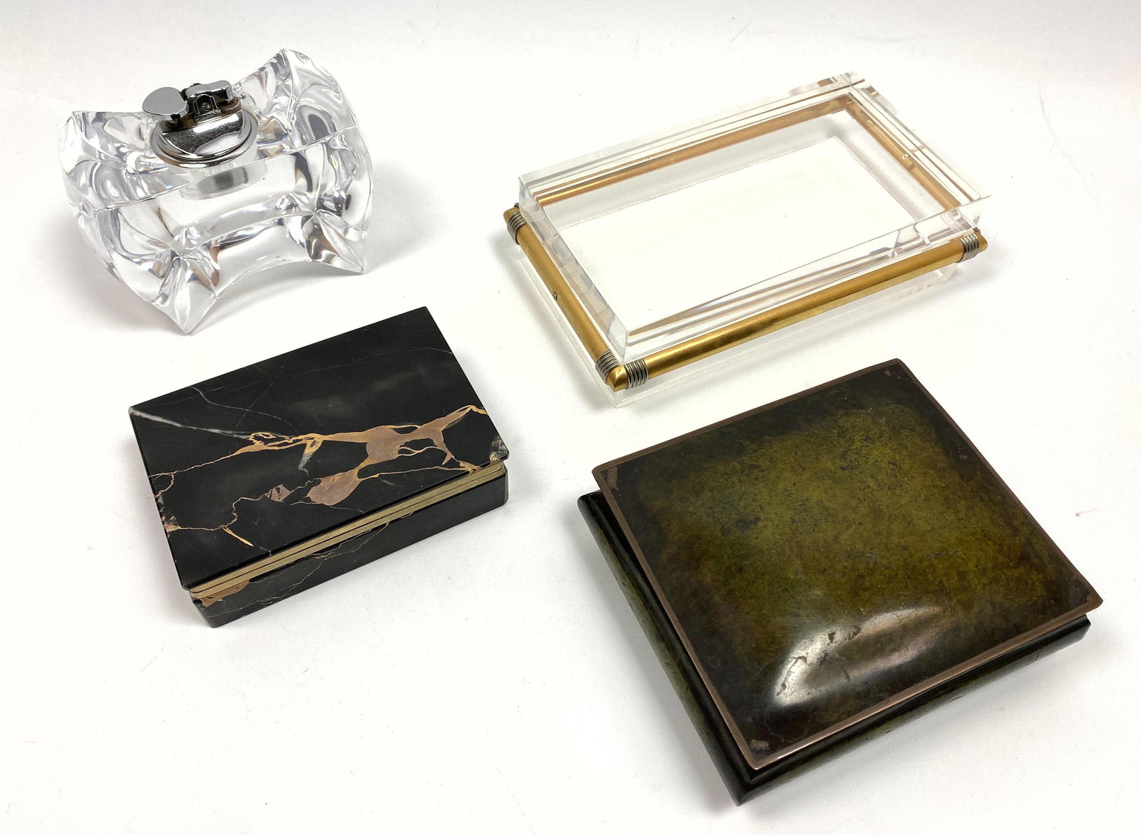 Lot 4 Assorted Modernist Boxes. 1) Clear Lucite Lighter (1 of 13)