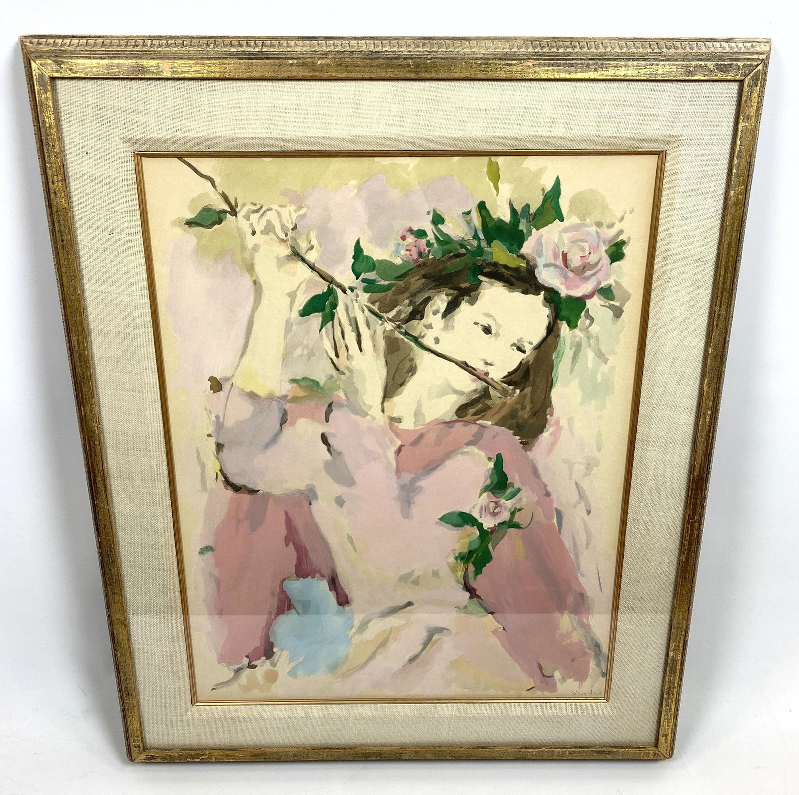 MARCEL VERTES Lyrical Watercolor Painting. Young Woman (1 of 8)