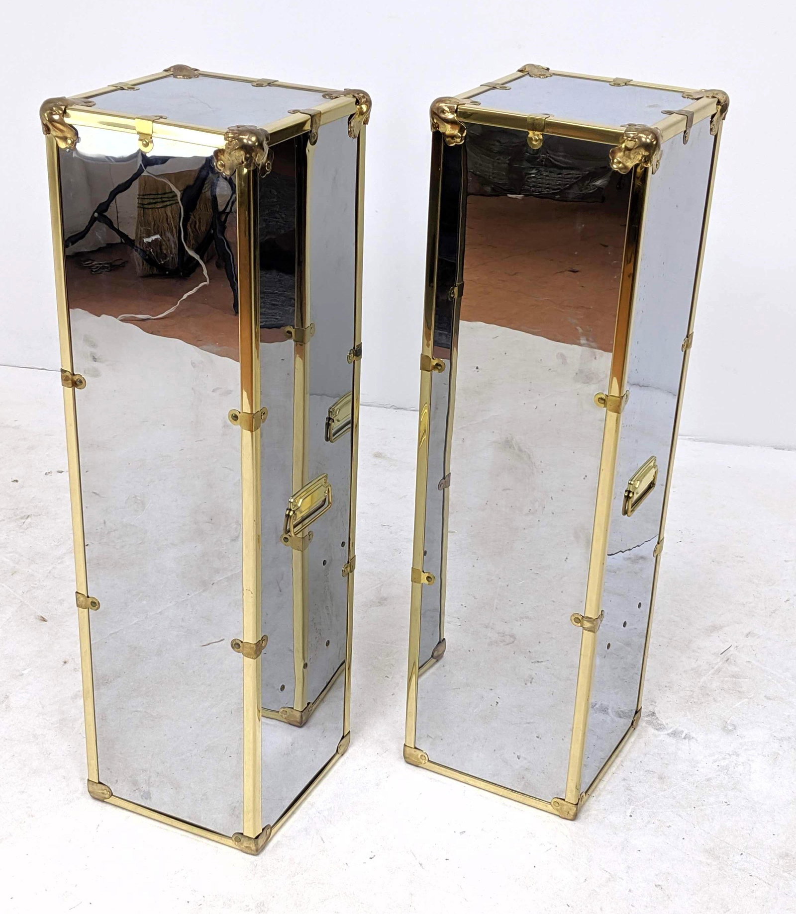 Pr Chrome Square Column  Modernist Display Pedestals. C (1 of 9)