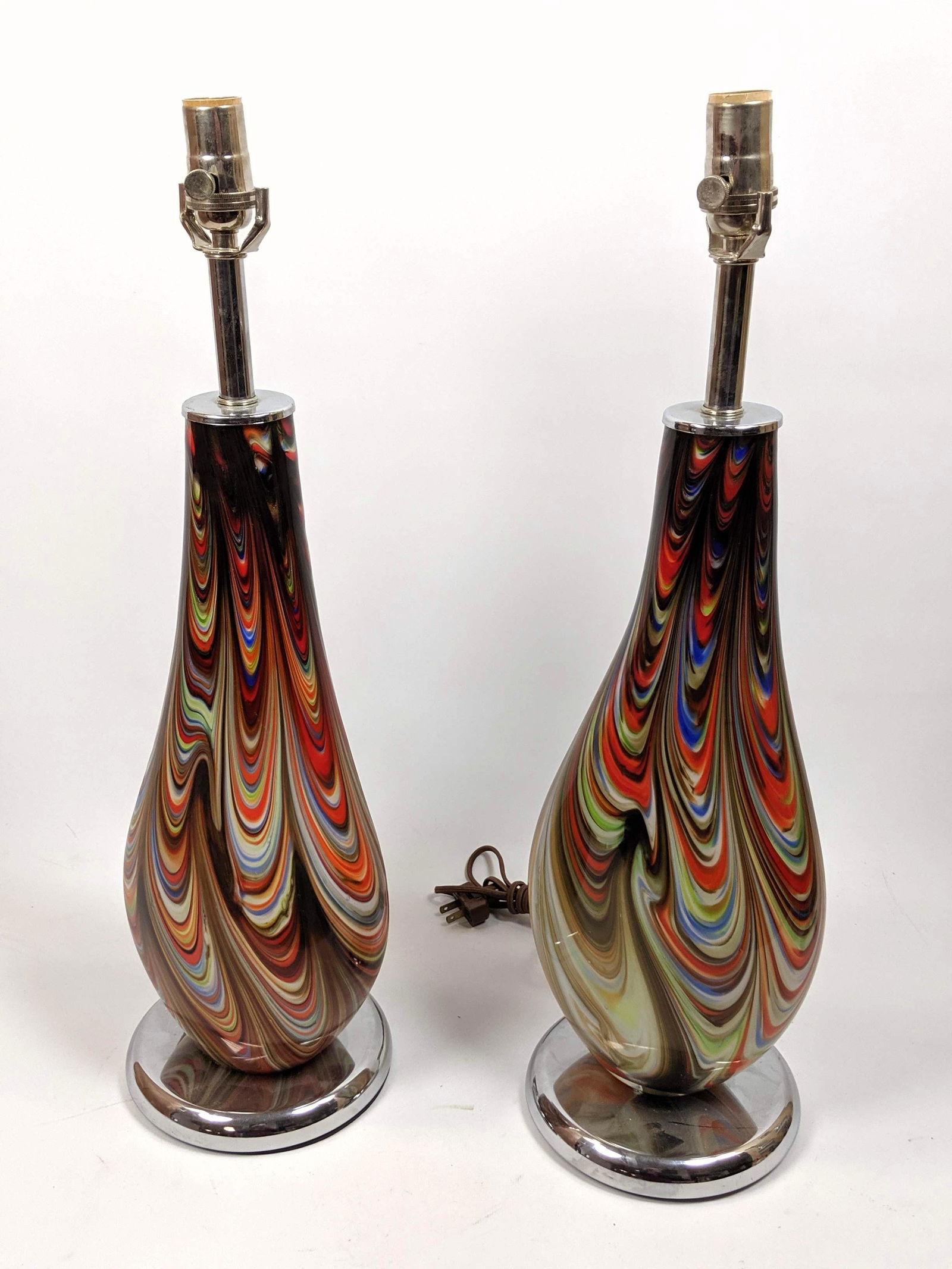 Pr Contemporary Ar Glass Table lamps. Multi color swirl (1 of 7)