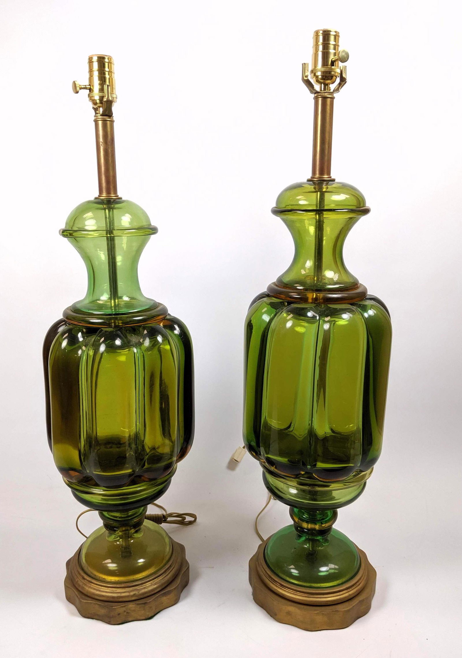 Pr Decorator Art Glass Large Table Lamps. Heavy Murano (1 of 14)