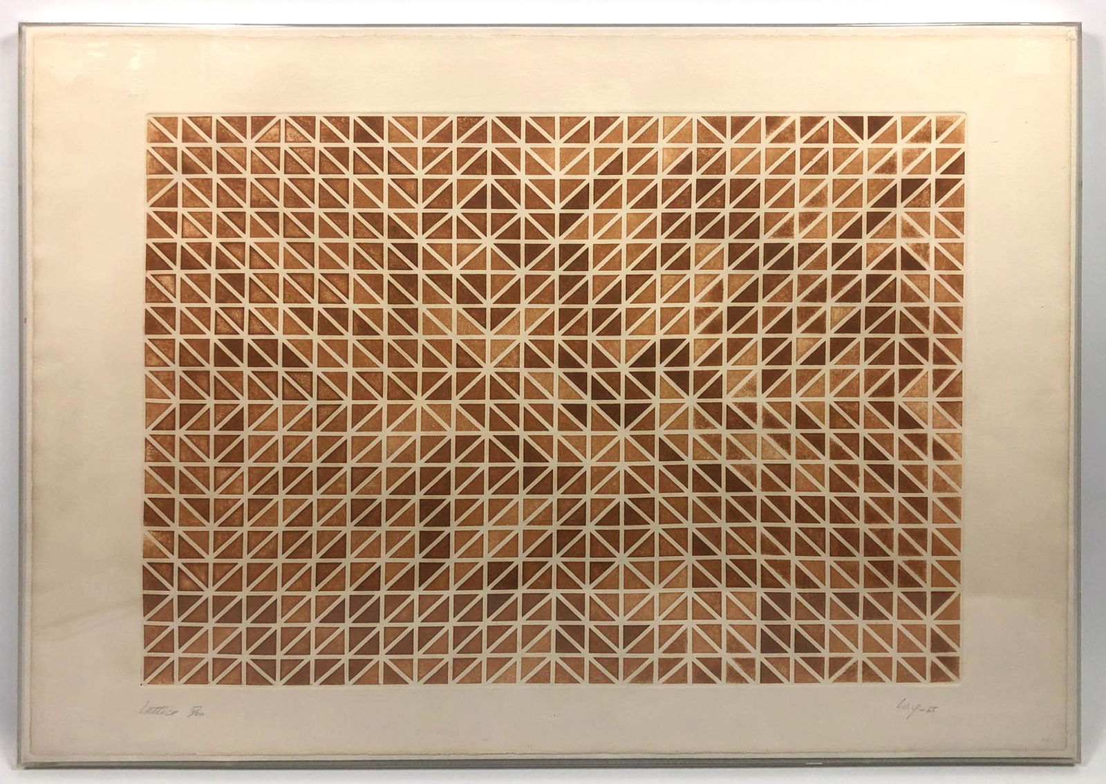 Signed Op Art Modernist Abstract Print. Titled "Lattice (1 of 8)