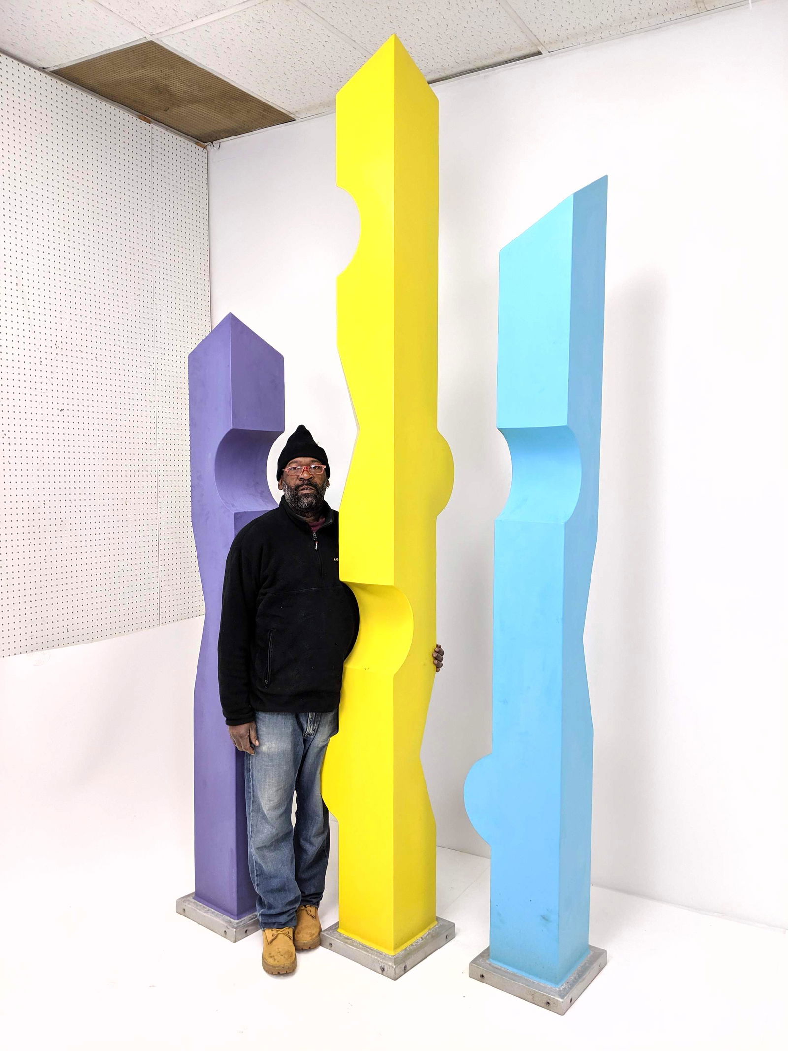 Set 3 Large Painted Aluminum Sculptures. Illegibly sign (1 of 11)