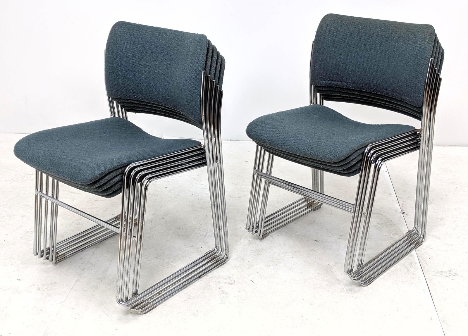 10 DAVID ROLAND Stacking Chairs Nubby Blue Teal Fabric (1 of 17)