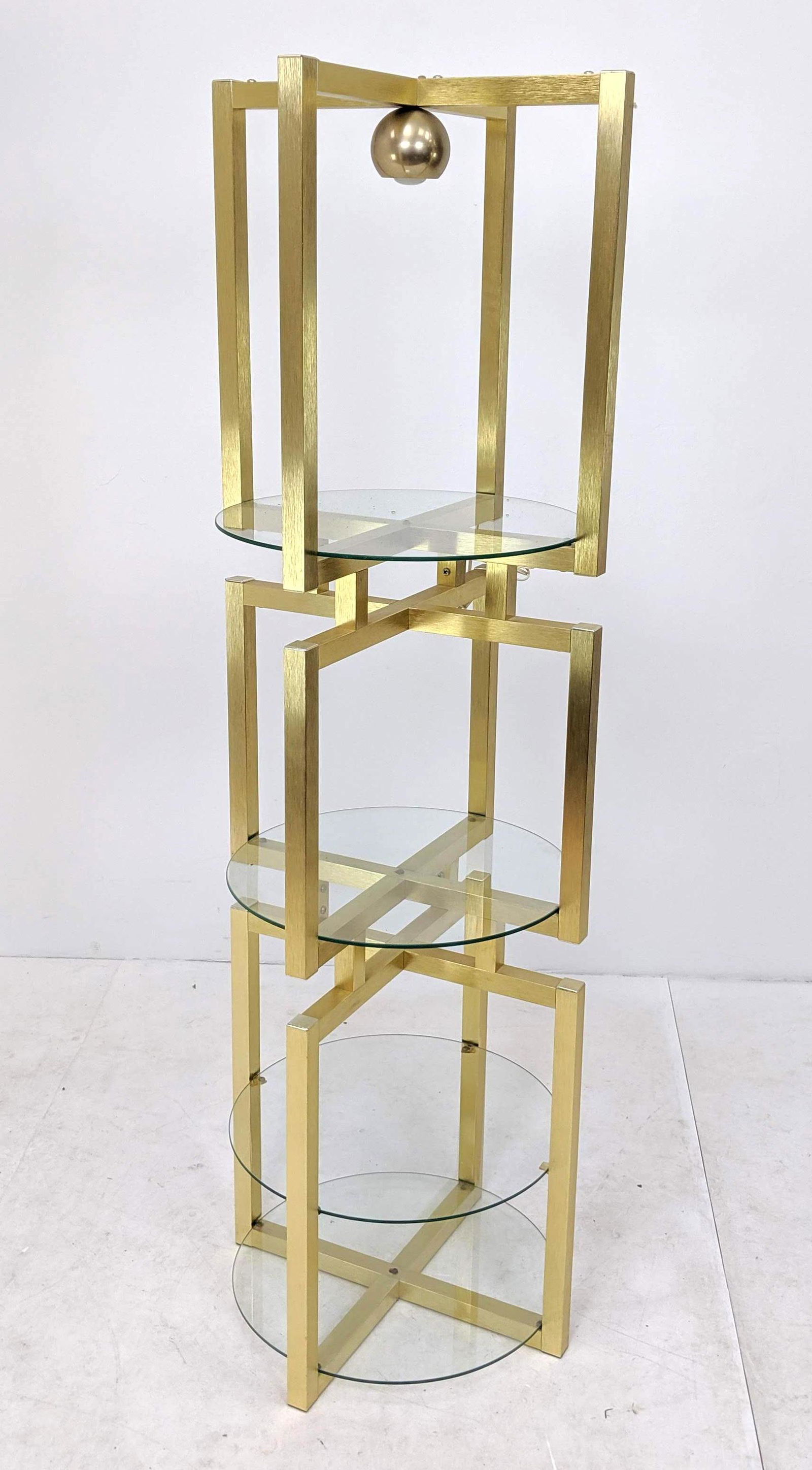 Brushed Gold Tone Aluminum Etagere Shelf Unit. 4 tier m (1 of 9)