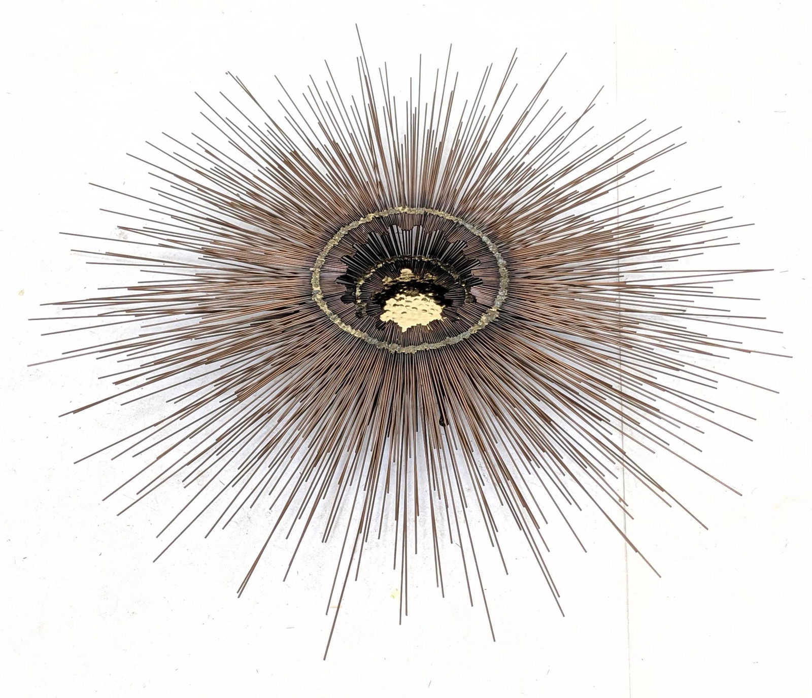 Mid Century Brutalist Sunburst Metal Wall Sculpture. Mi (1 of 8)