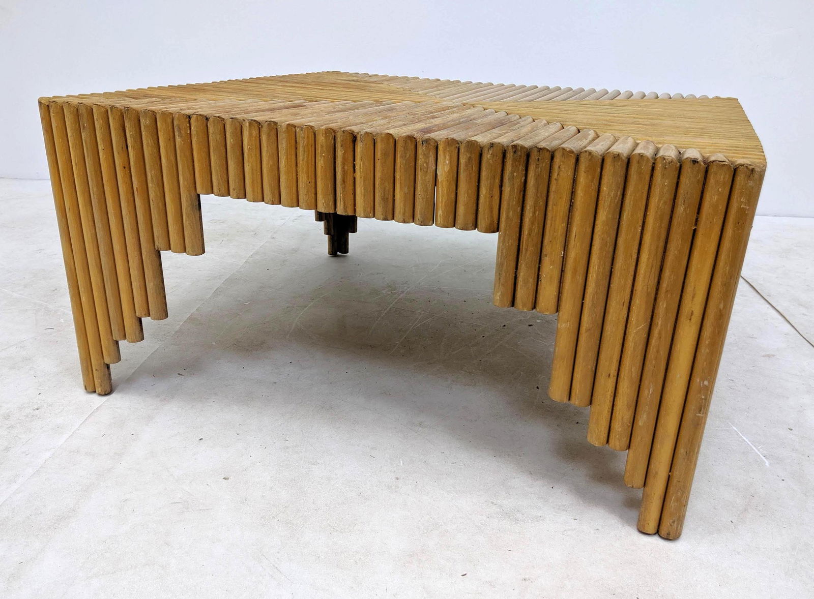 Modernist Decorator Stepped Bamboo Coffee Table. Miami (1 of 7)