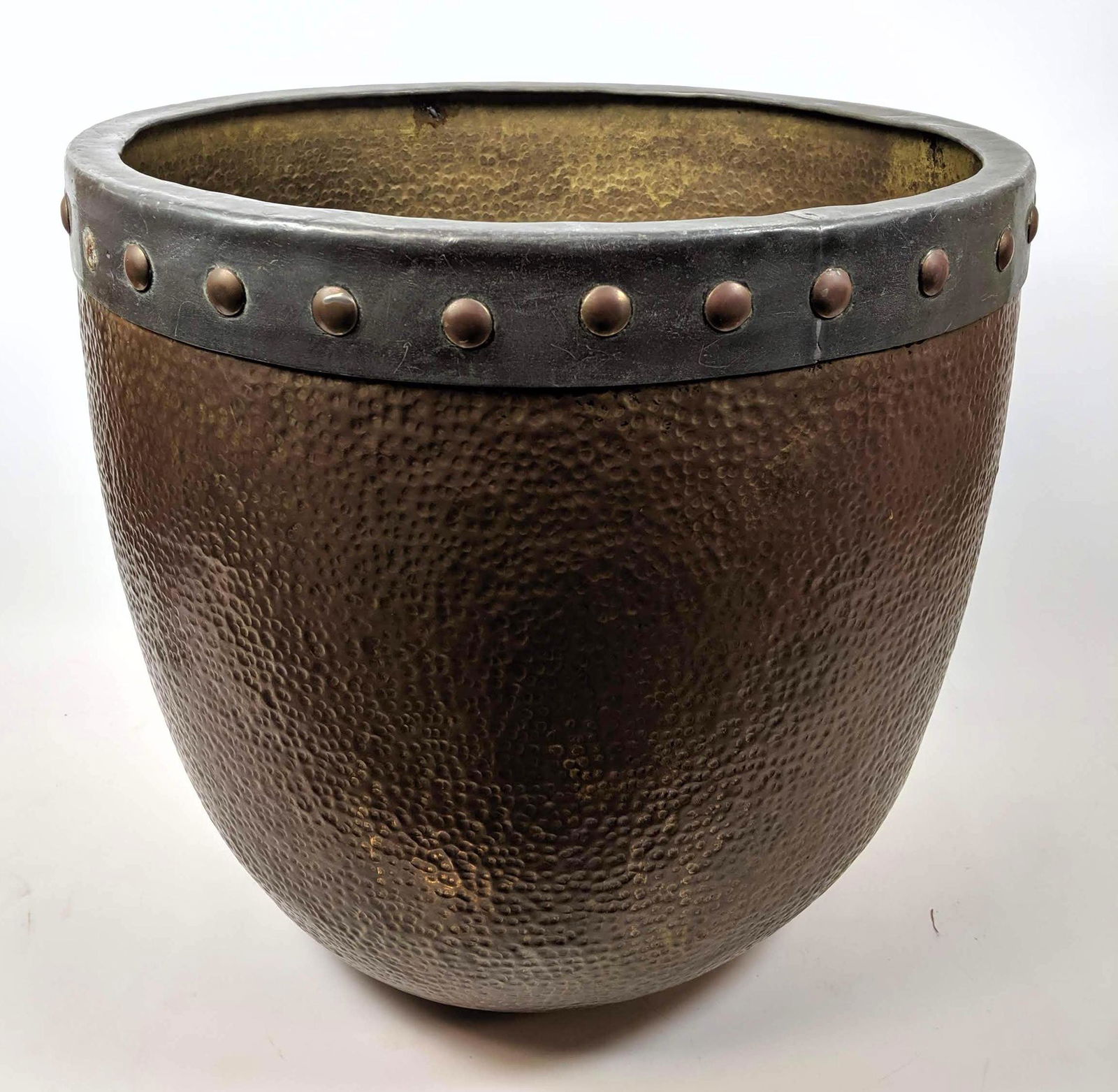 Oversized Brass Mixed Metal Planter Vessel.  Hammered c (1 of 10)
