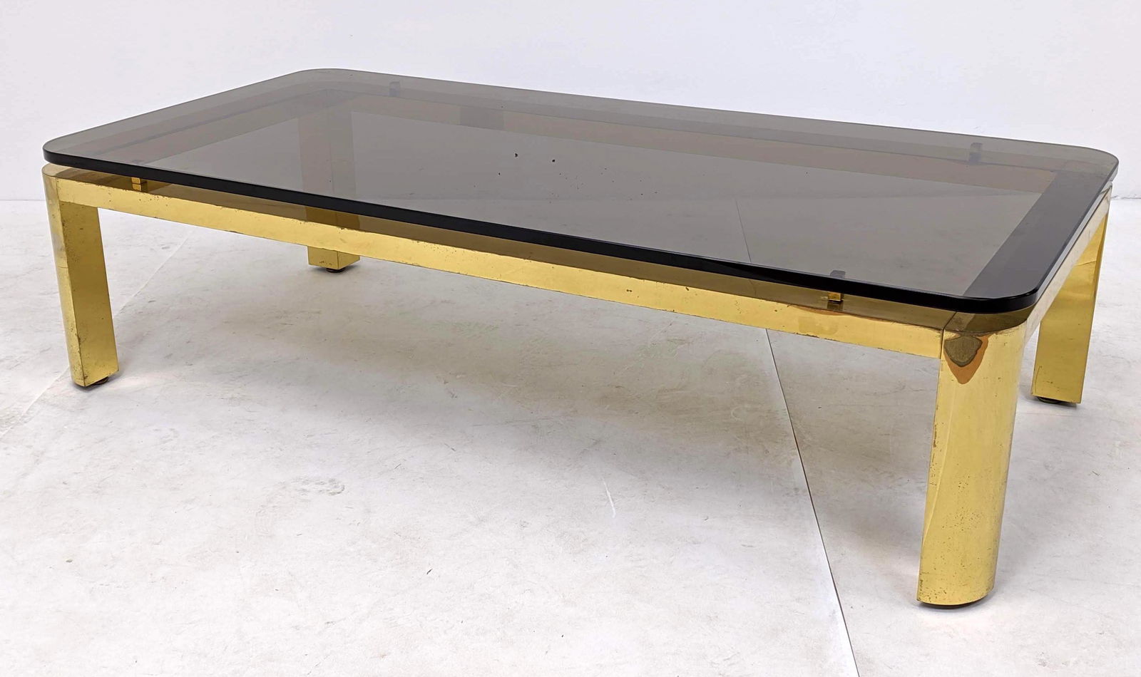 Karl Springer Style Brass and Smoked Glass Coffee Cockt (1 of 15)