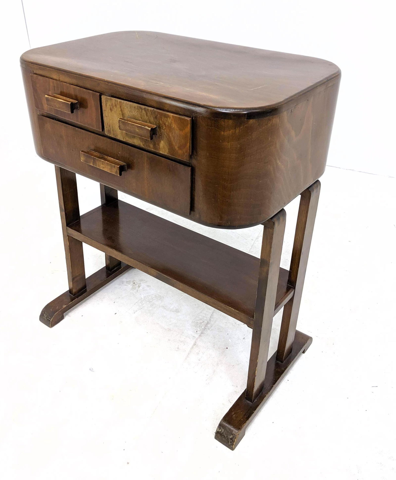 Art Deco Two Tier Stand Side End Table. Three drawers, (1 of 8)