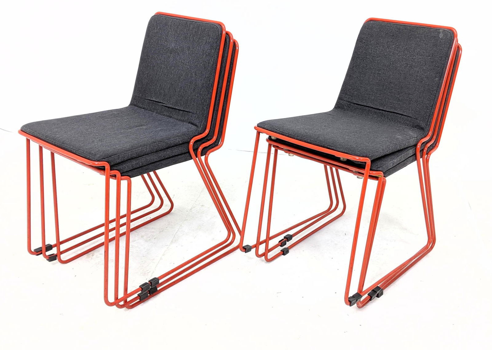 6pc Post Modern Italian Style Side Stacking Chairs. Red (1 of 10)