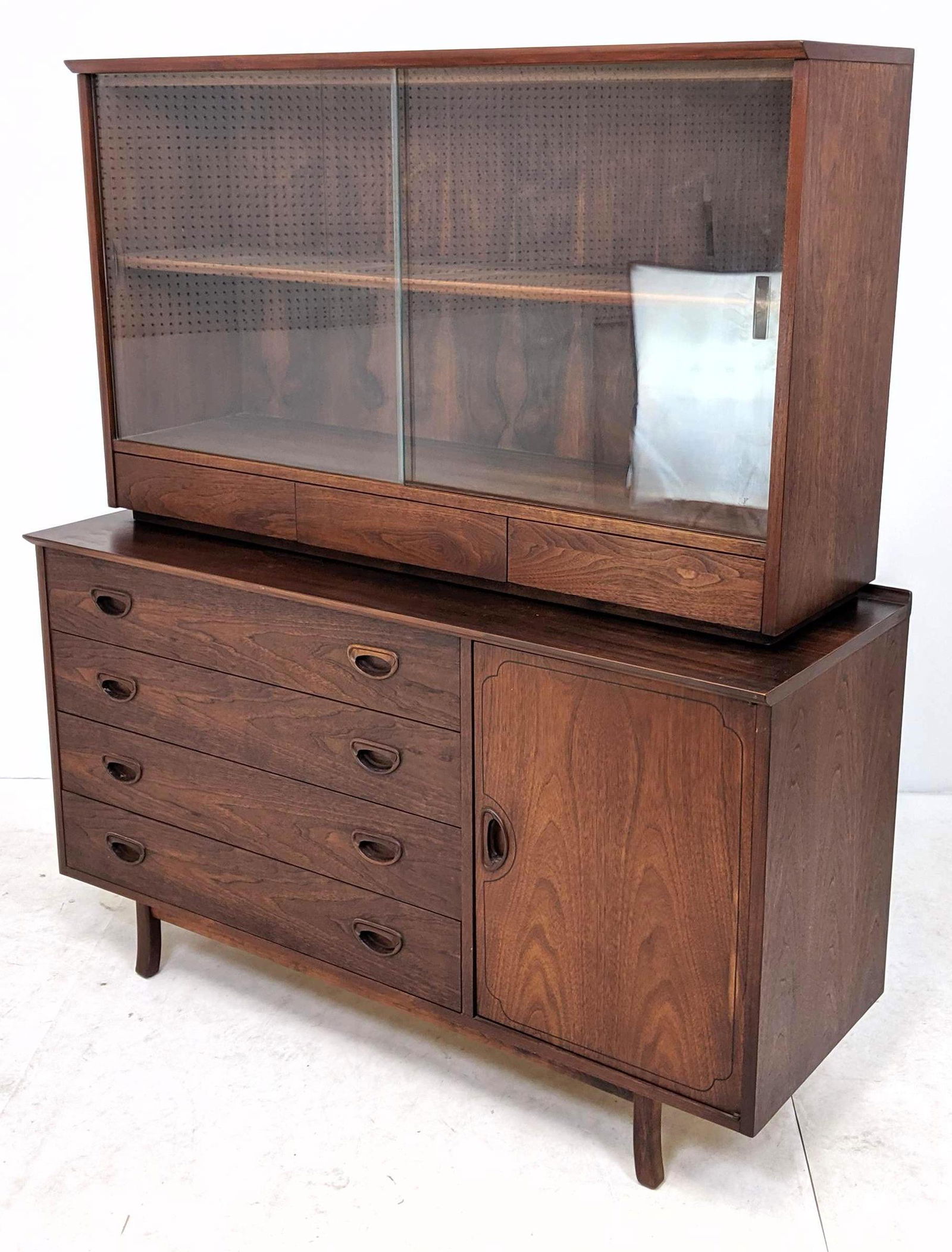 Danish Modern Teak Credenza China Cabinet. Hutch with s (1 of 7)