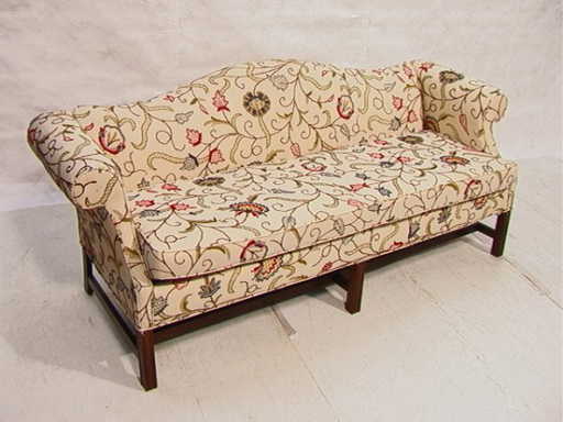 1167 Crewel Embroidered Chinese Chippendale Sofa Couch
