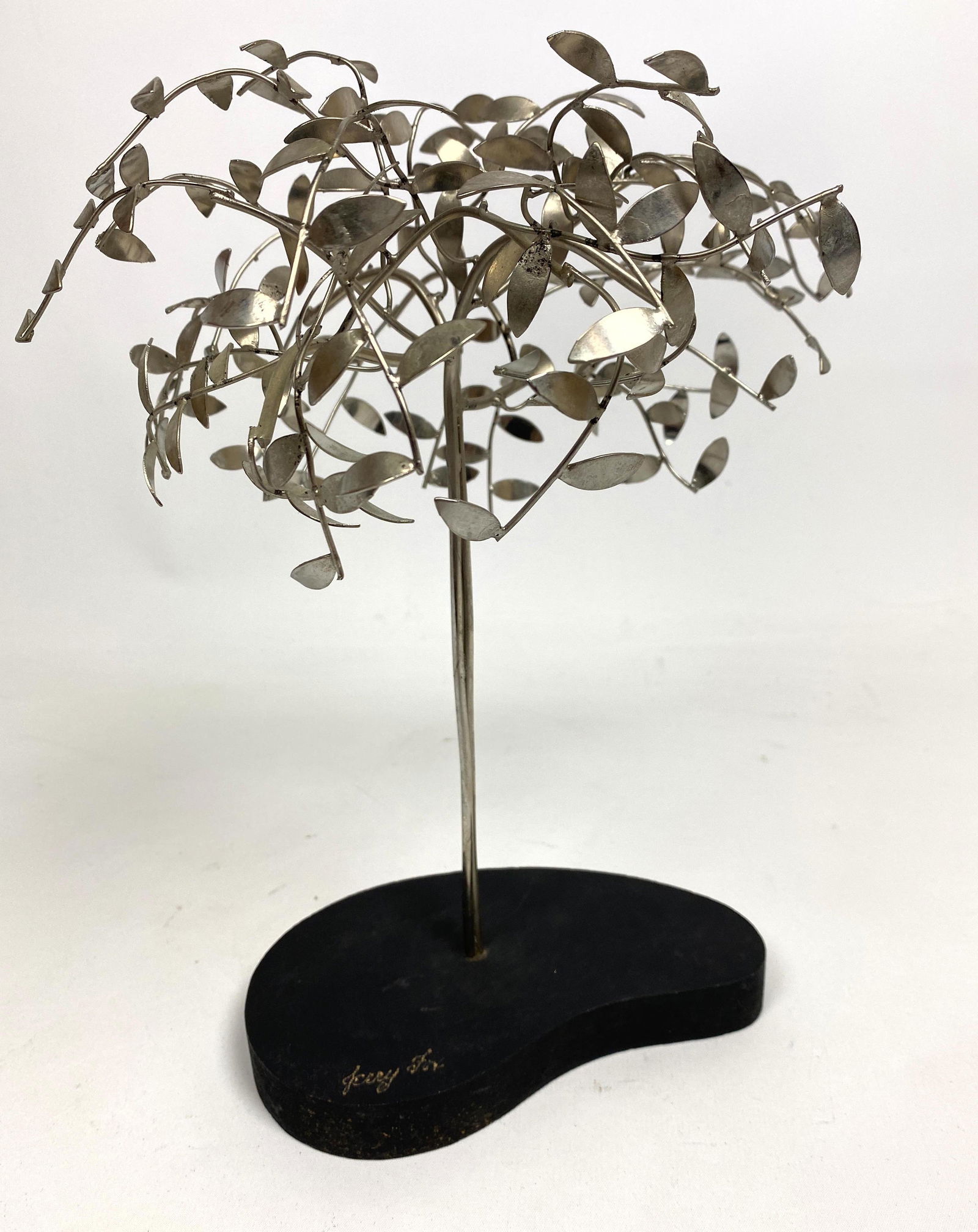 Signed Jerry Fels Metalcraft Tree Table Sculpture. Sign (1 of 5)