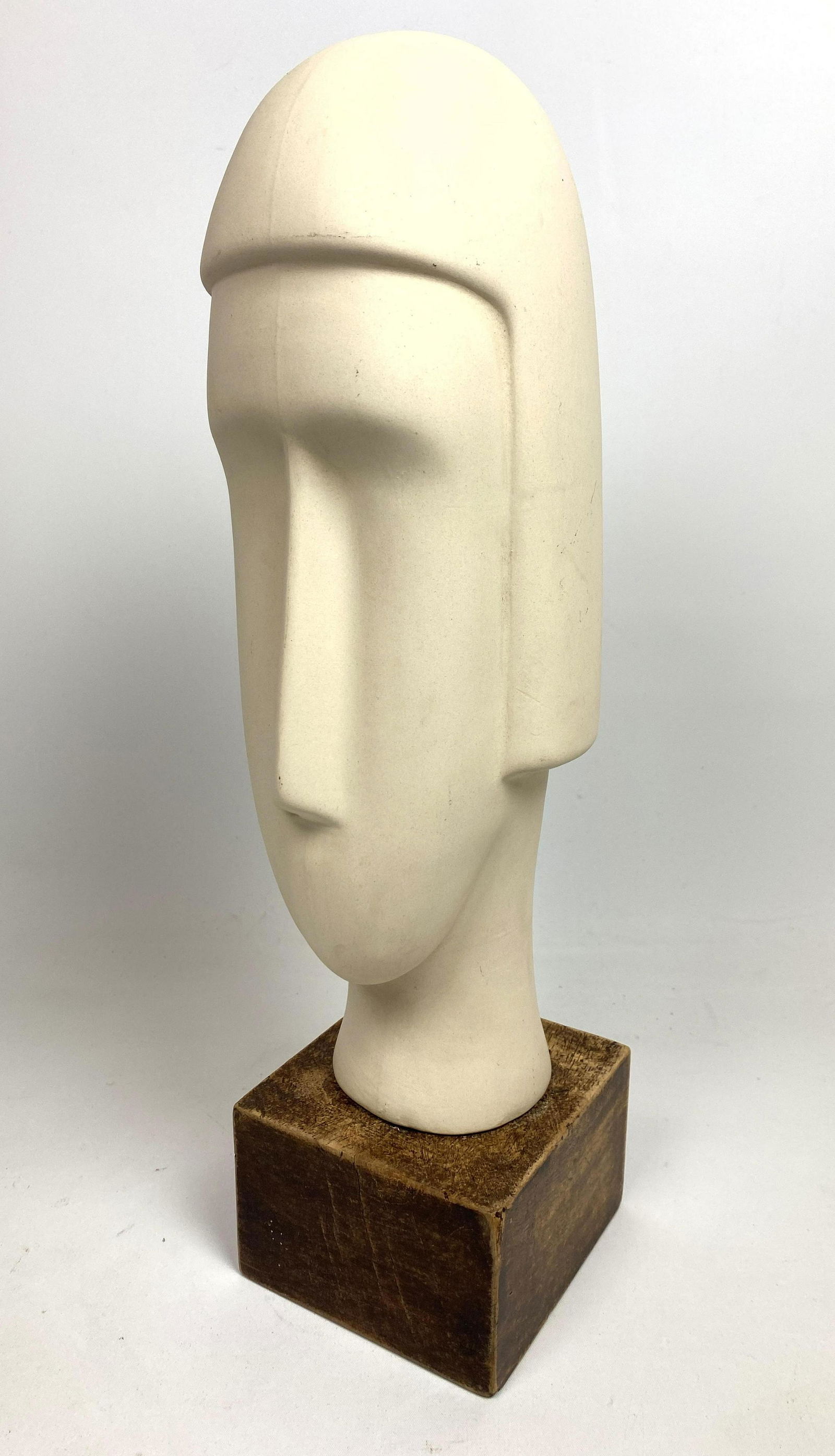 Modernist Bisque Cycladic Head Table Sculpture. Ceramic (1 of 6)
