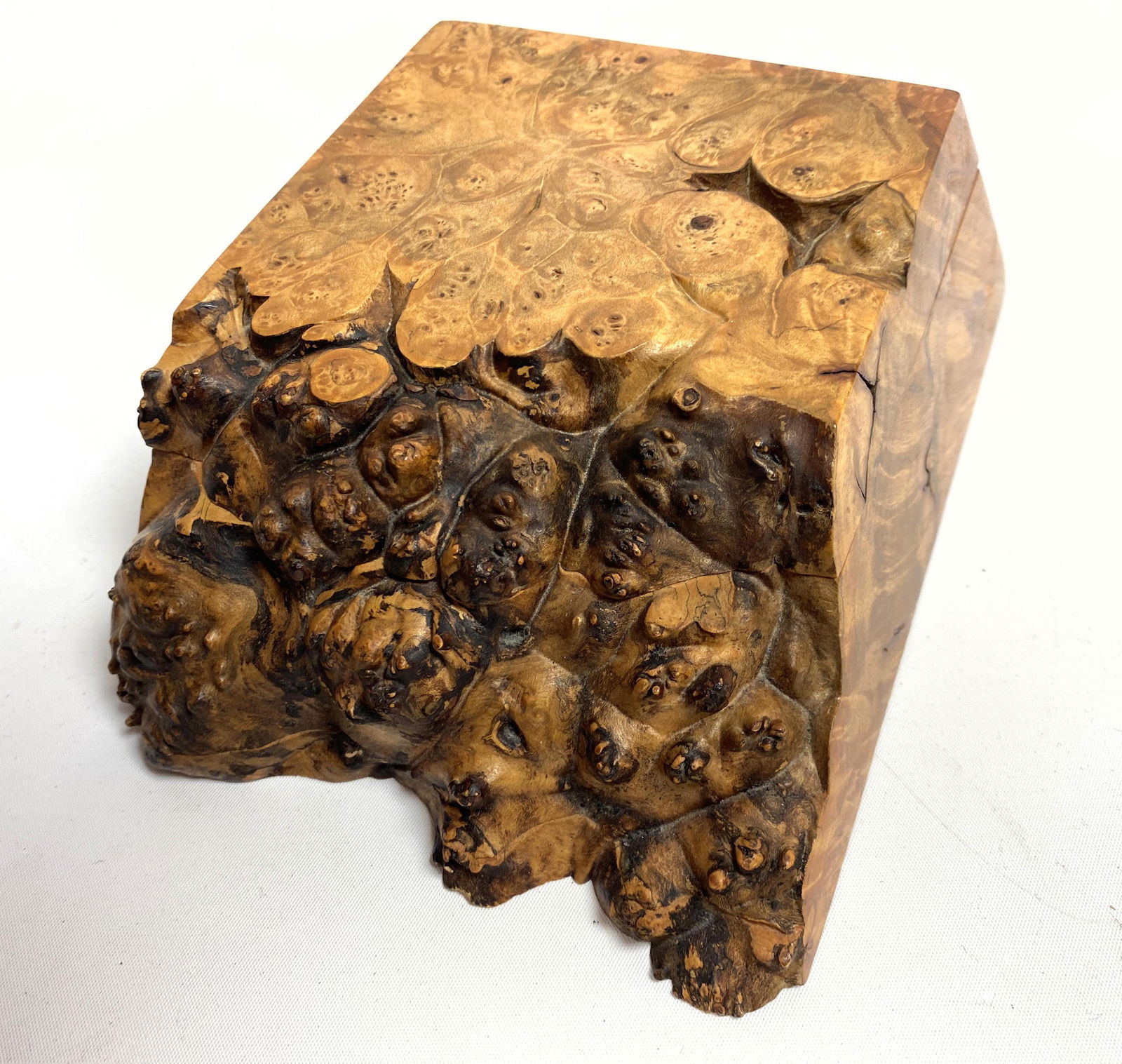 MICHAEL ELKAN Burl Wood Lidded Box. Signed on bottom. (1 of 6)