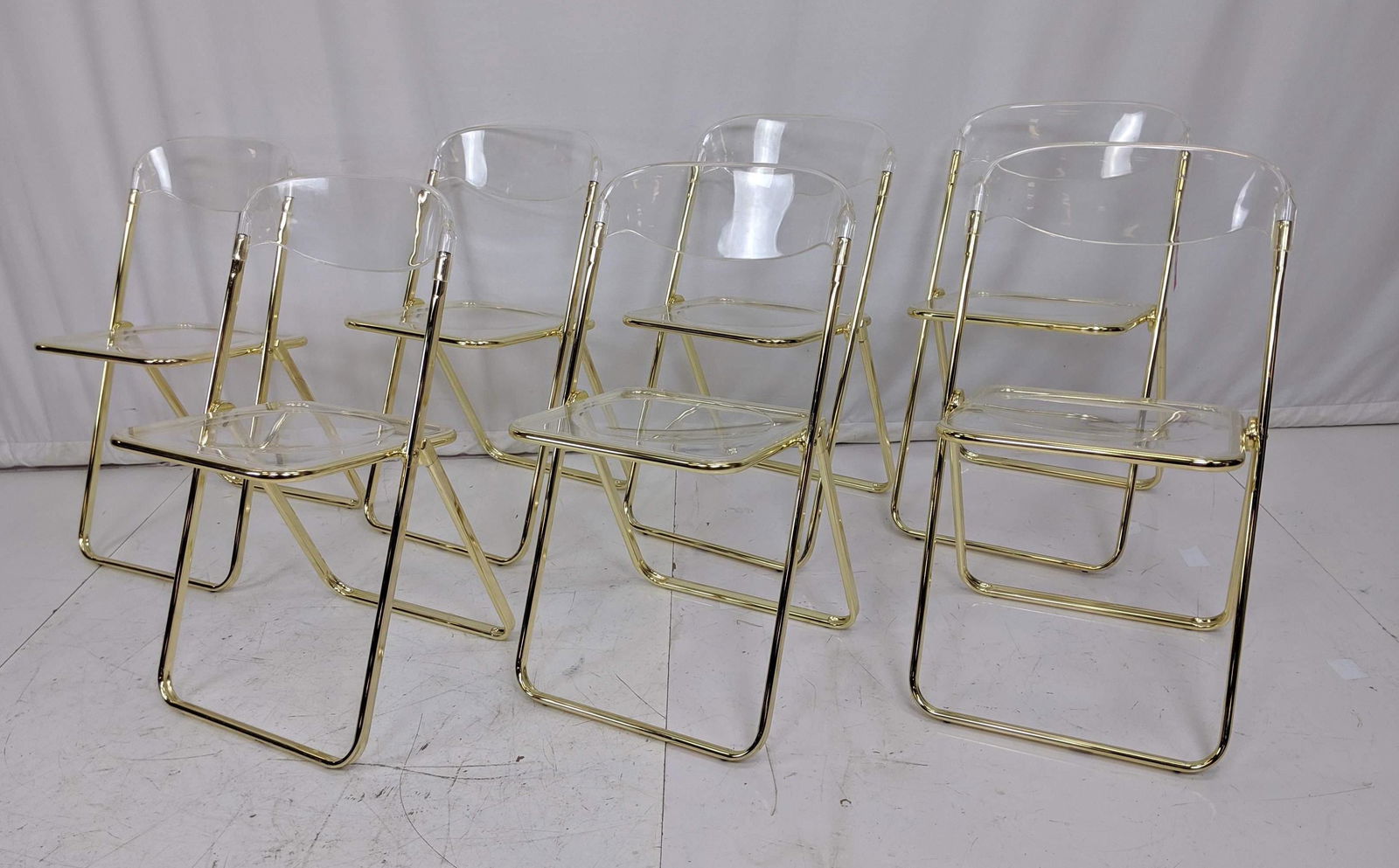 Set 7 BREVETTATO Italian Clear Lucite Folding Chairs (1 of 8)