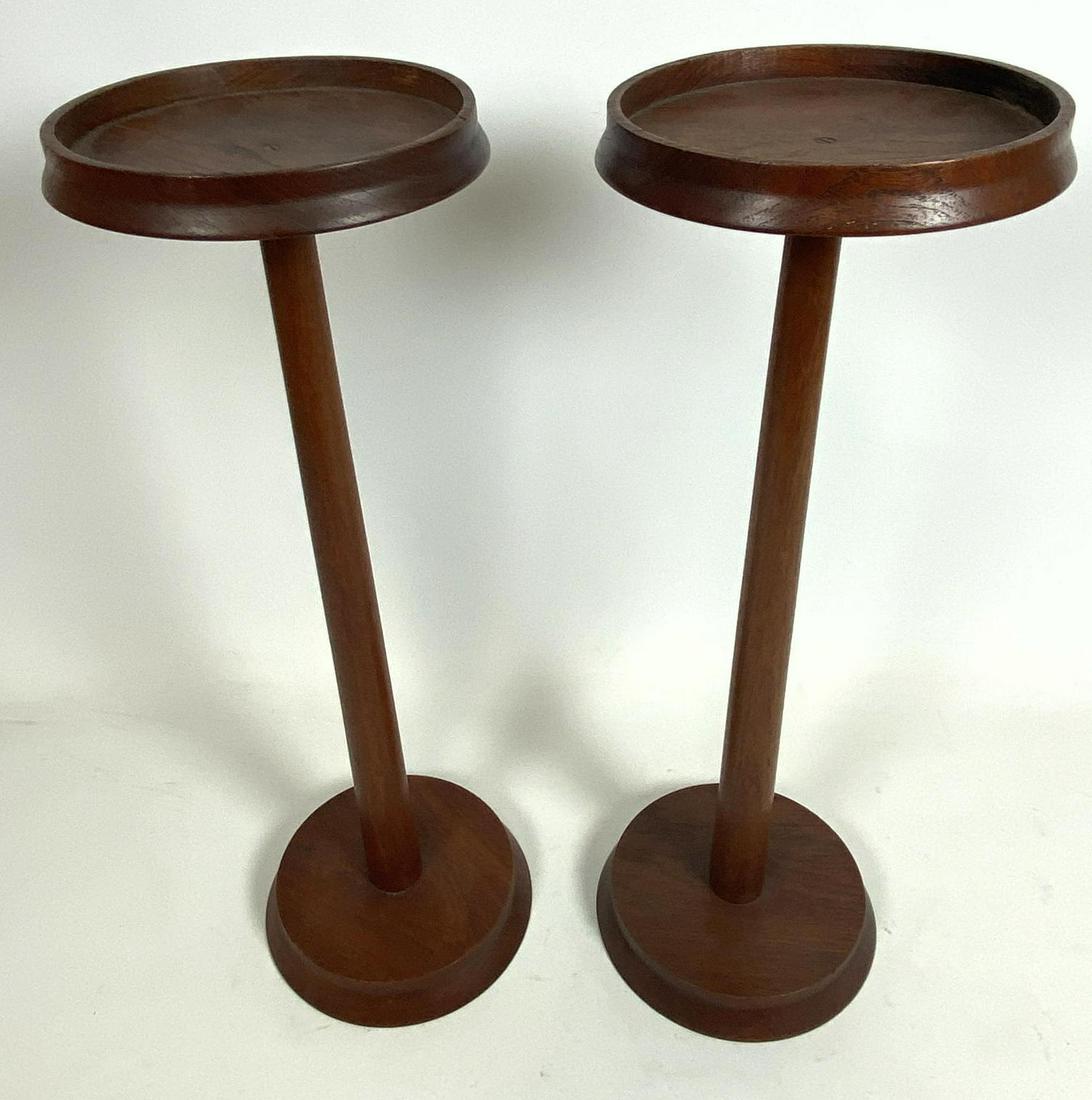 Pr RAYMOR Walnut Plant or Smoking Stands. Marked with l: Pr RAYMOR Walnut Plant or Smoking Stands. Marked with label.-- Dimensions: H: 20 inches: W: 7 inches: D: 7 inches ---
